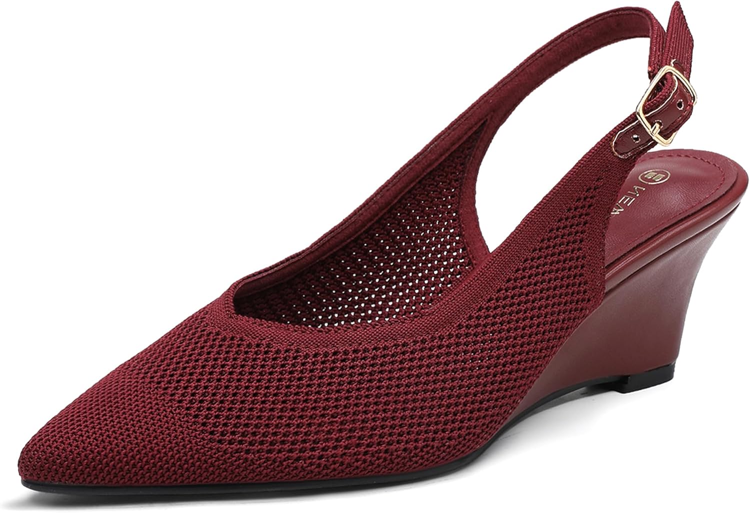 NEWBELLA Women's Wedge Heels - Minimalist Faux Leather Pumps with Back Straps, Comfortable Dress Shoes for Work & Everyday Wear