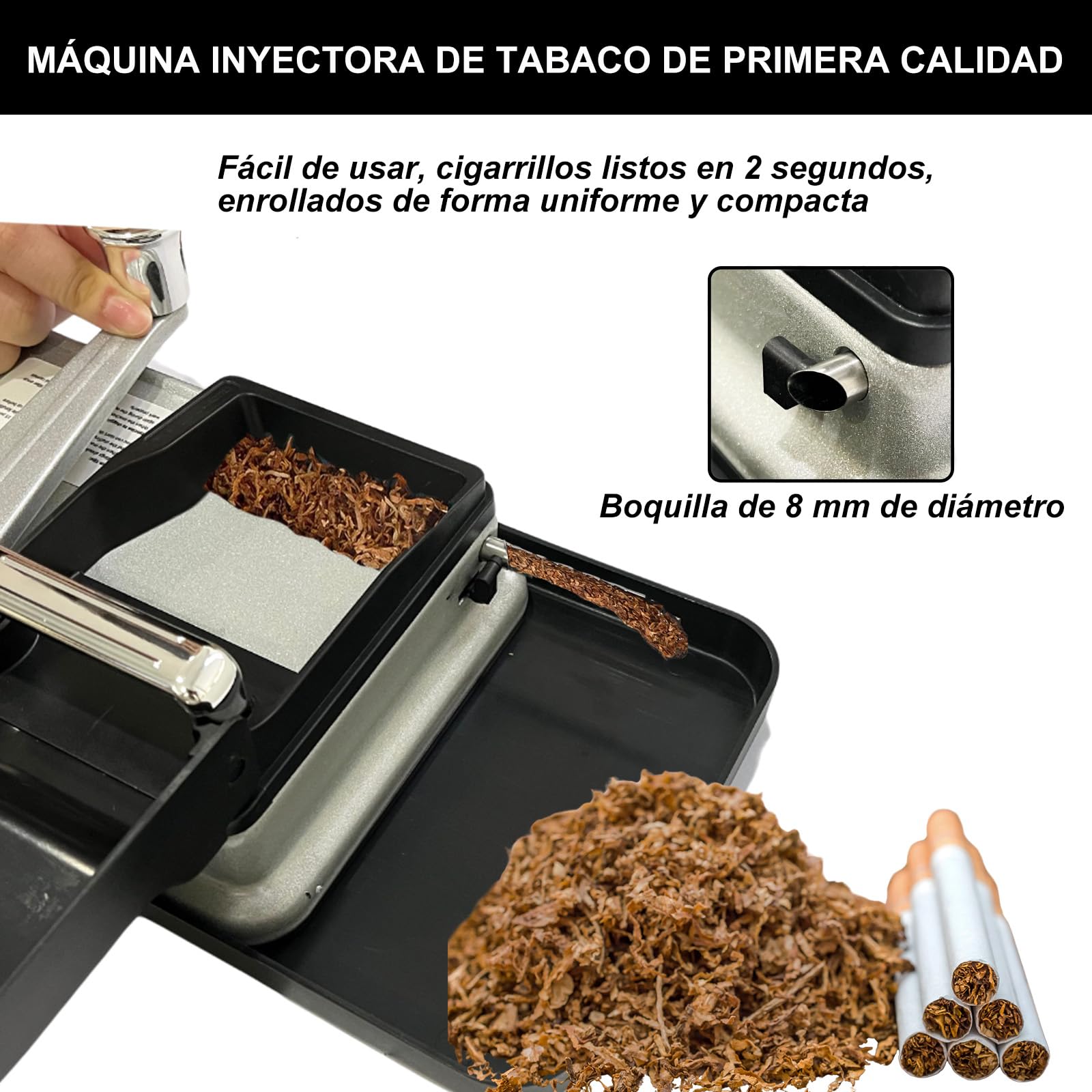 BeGrit Máquina de Llenado de Cigarrillos de 8mm Maquina de Tabaco con Étui