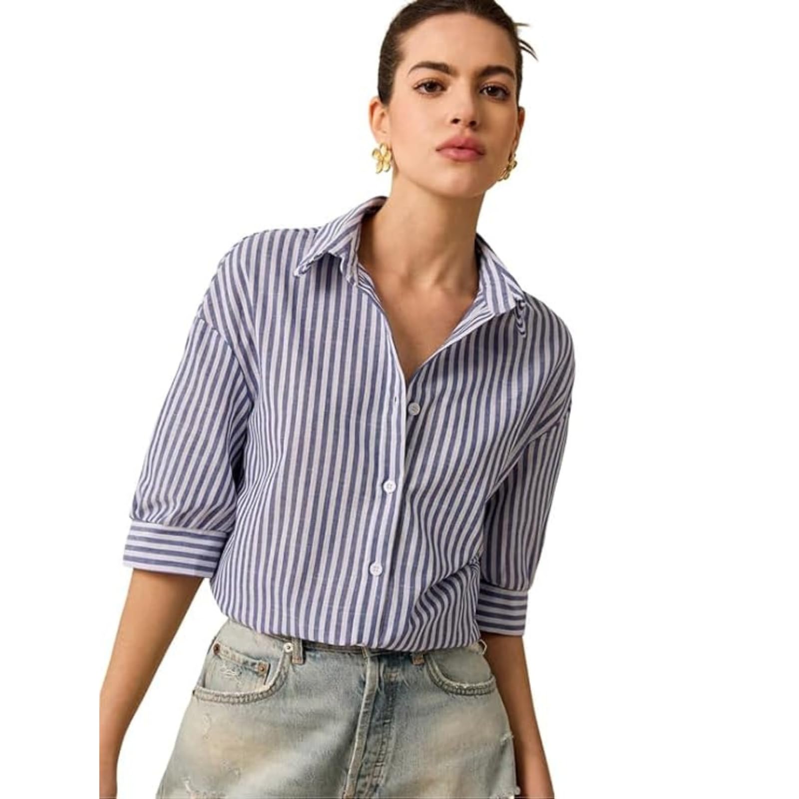 paralians Women Striped Regular Fit Shirt - Stylish and Comfortable Casual Wear | Classic Stripes Design | Soft and Breathable Fabric | Button-Down Collar-picture-13
