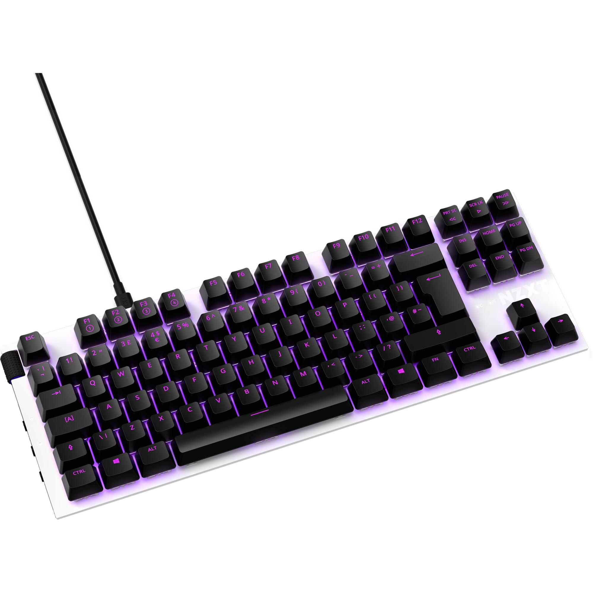 NZXT Function TKL 2022 - Mechaniczna klawiatura do gier PC - Podświetlana - Liniowy przełącznik RGB - Przełączniki kompatybilne z MX - Hot Swap - Osłona aluminiowa - Biały DE (QWERTZ)
