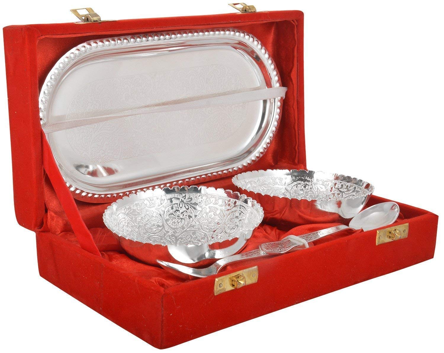SE Luxury Silver Plated Brass Bowl Set, Silver Plated