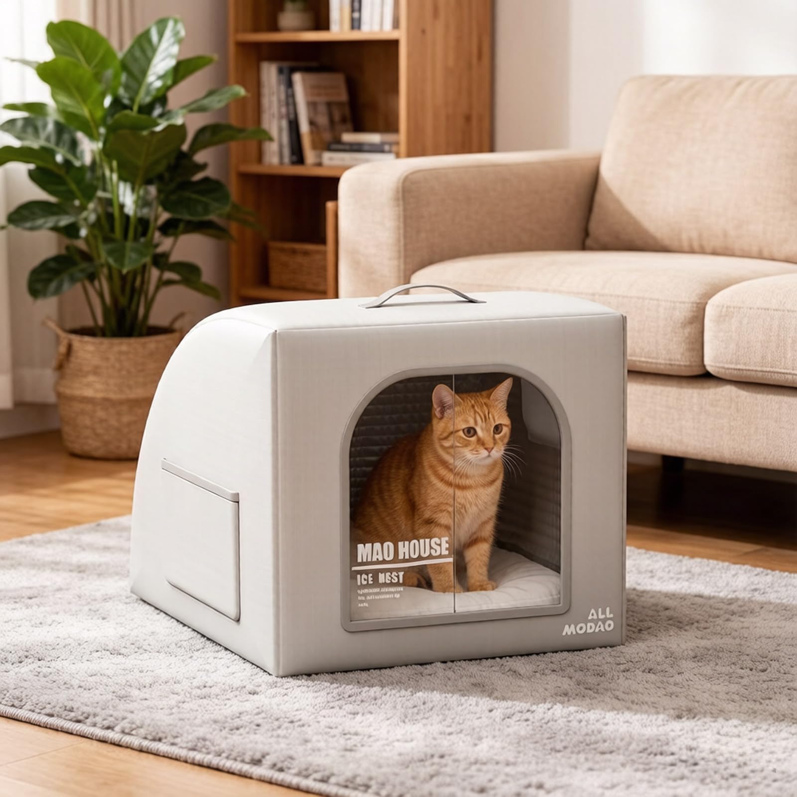 Maison Rafraîchissante pour Chat Repos Intérieur et Extérieur Lit Isotherme Pliable et Résistant aux Intempéries (42cm × 60cm × 45cm)