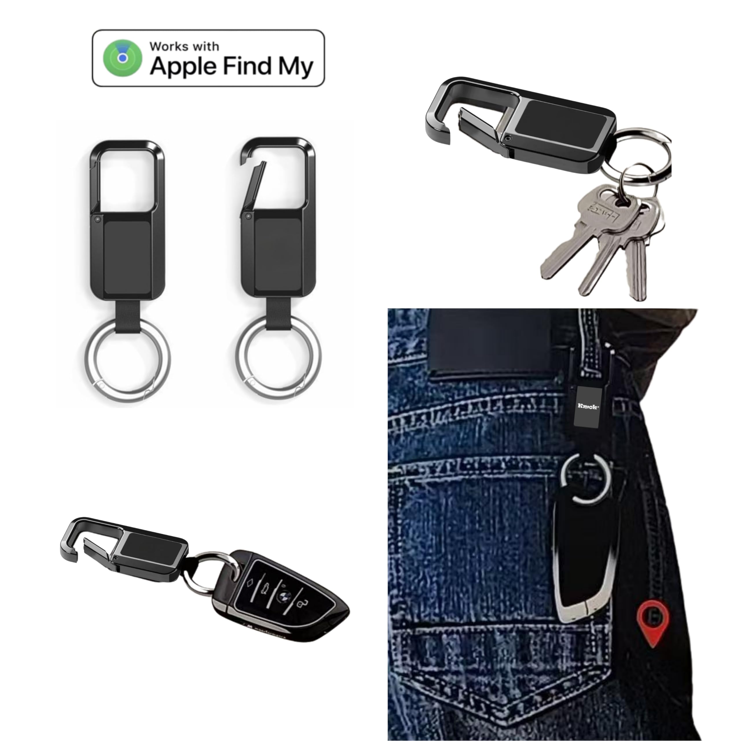 KeyTrack Pro Portachiavi con Smart Tracker, portachiavi da uomo funziona con Find My App, portachiavi per auto resistente, portachiavi con localizzatore GPS