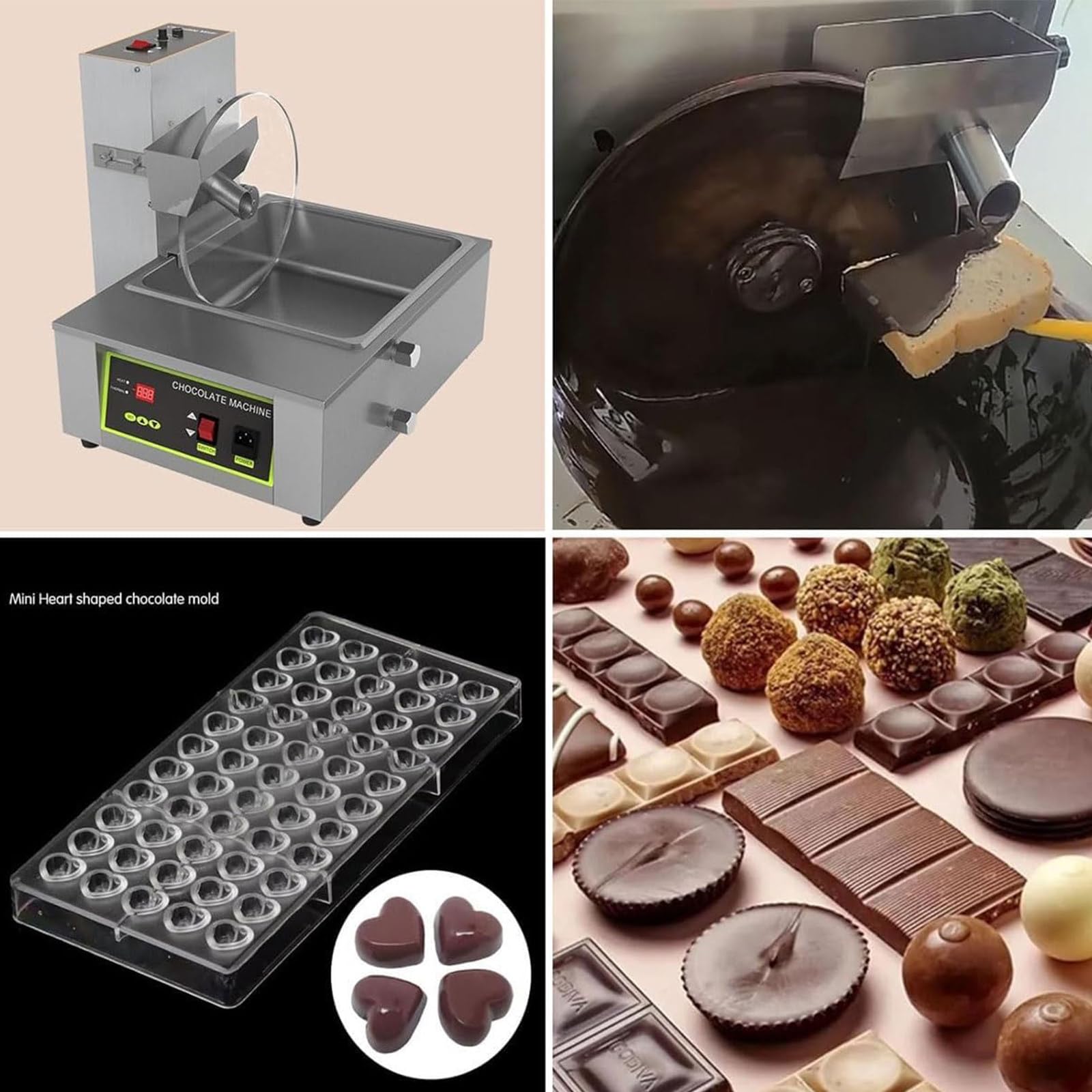 Templadora De Chocolate con Ruedas,Mezcladora Eléctrica para Moldear Y Fundir Coberturas Chocolate,Máquina Eléctrica para Depositar Chocolate,Calentador Alimentos Acero Inoxidable