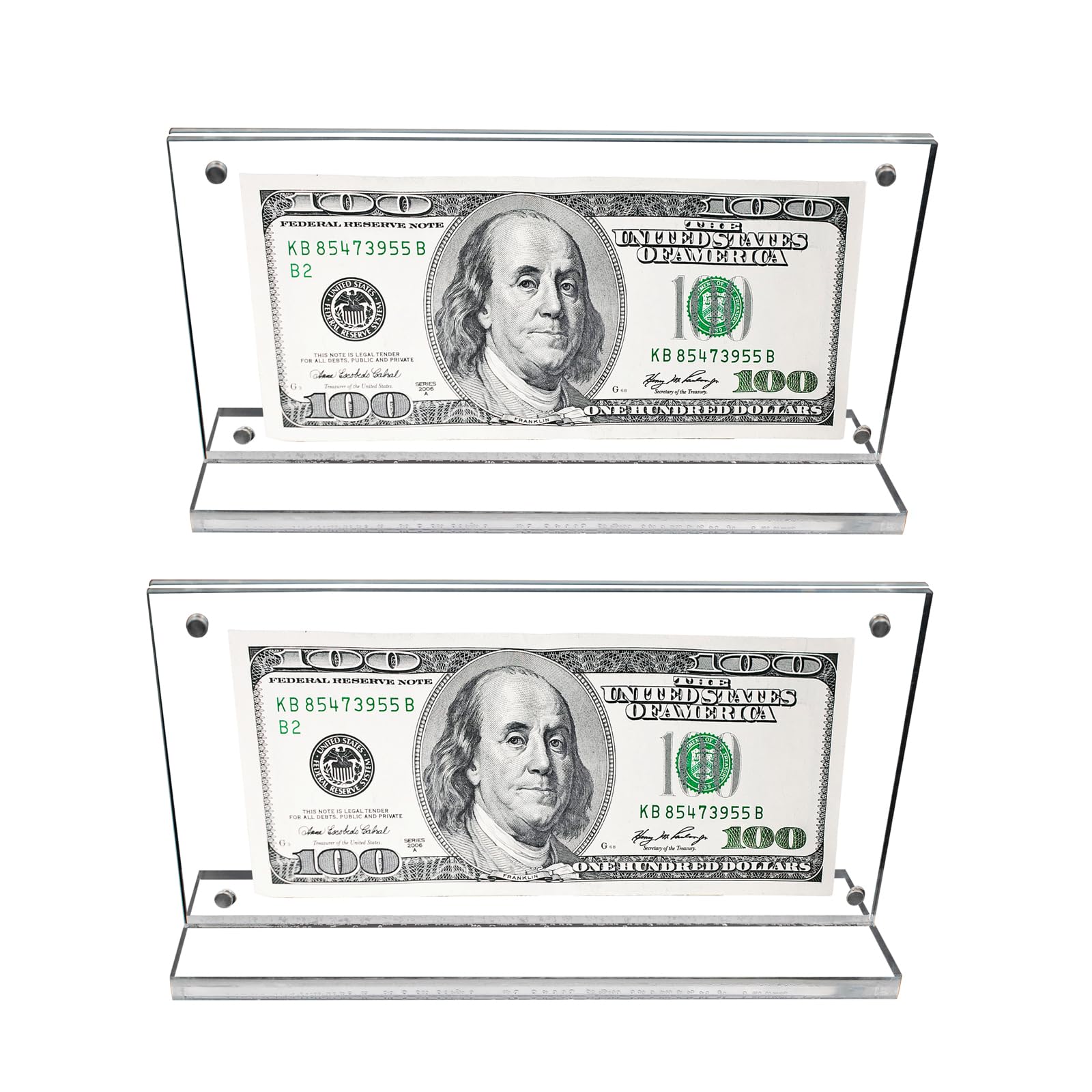 2 pezzi Cornici per Banconote in Acrilico, Supporto per Foto di Banconote Euro e Dollari, Protettore per Monete e Biglietti, Cornice per Denaro, Biglietti, Foto, Vetrina, 20 * 10,5 cm