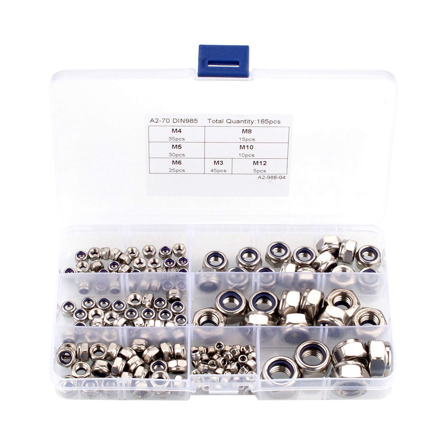 100 Dadi Autofrenanti 1/4-20 Con Inserto In Nylon - Zincati, Grado 5 - Foto 8