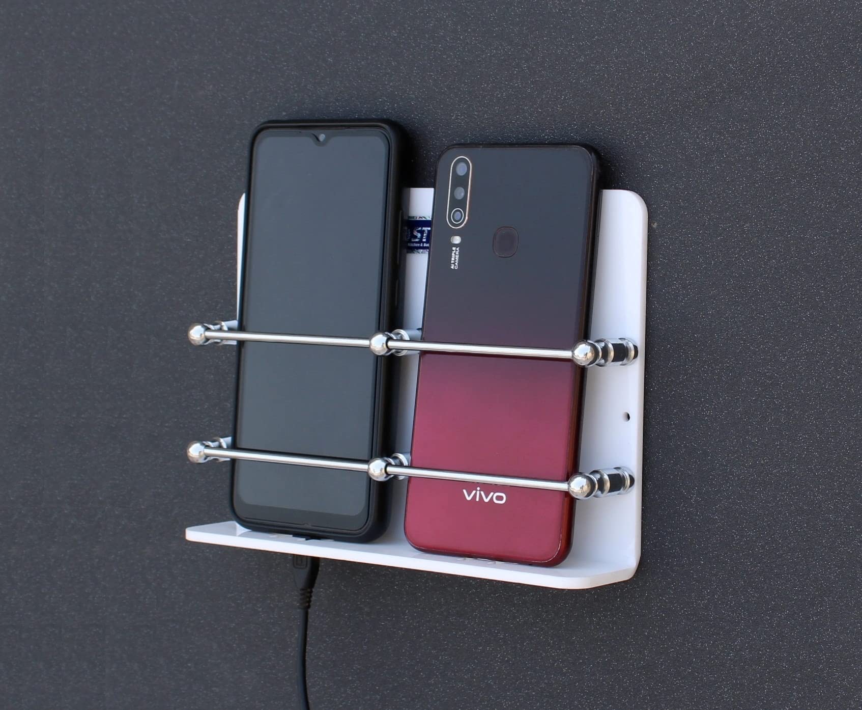 STONE Acrylic Double Mobile Stand Dual Phone Charging Holder TV AC Remote Stand for Home Office Bedroom Hotel Wall Multipurpose Mobile Stand (1Pcs, White) (B08QMP6VWY) Amazon Price History, Amazon Price Tracker