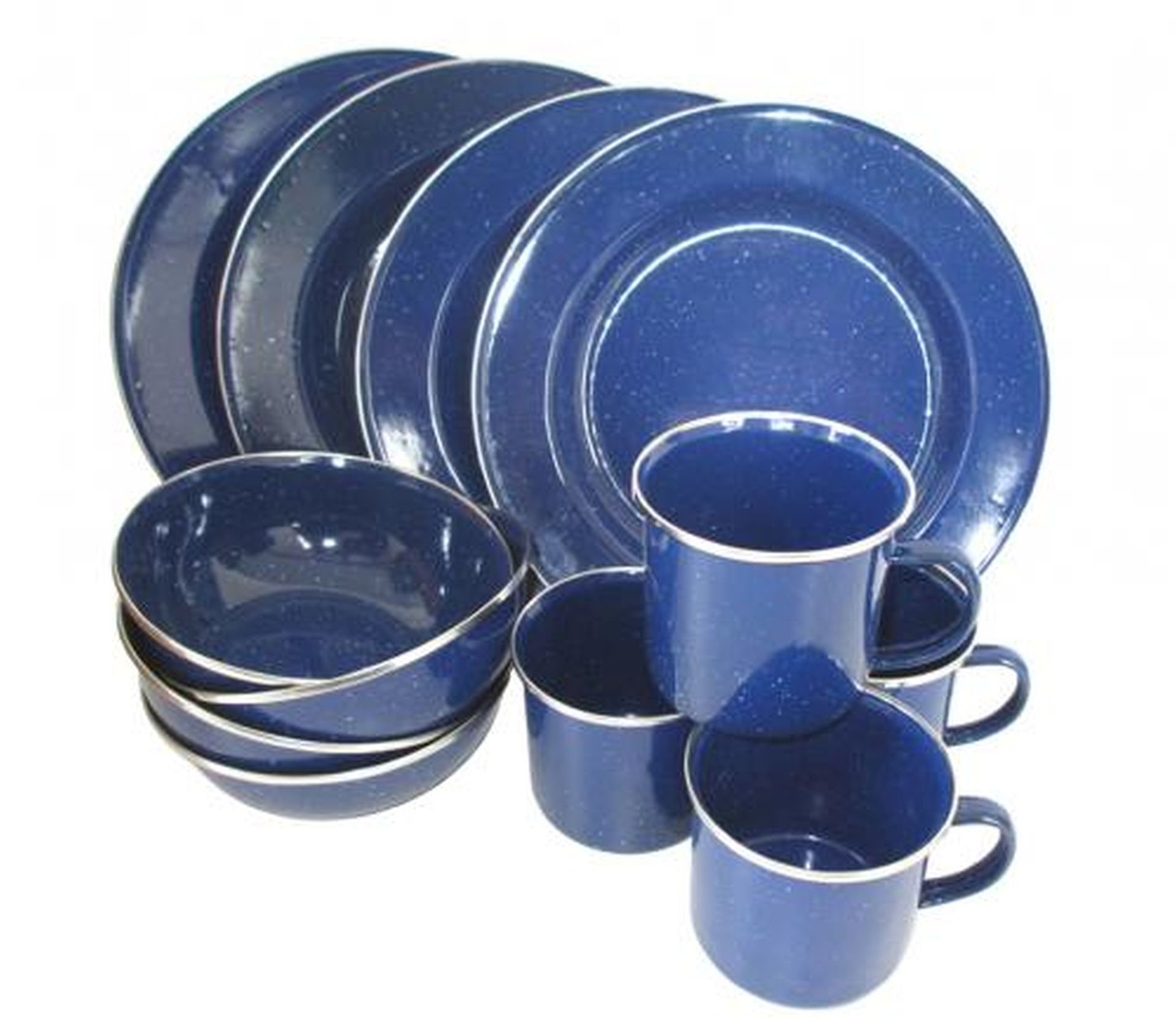 Emaille Camping Kochset 4 Personen 12-teilig Western-Stil