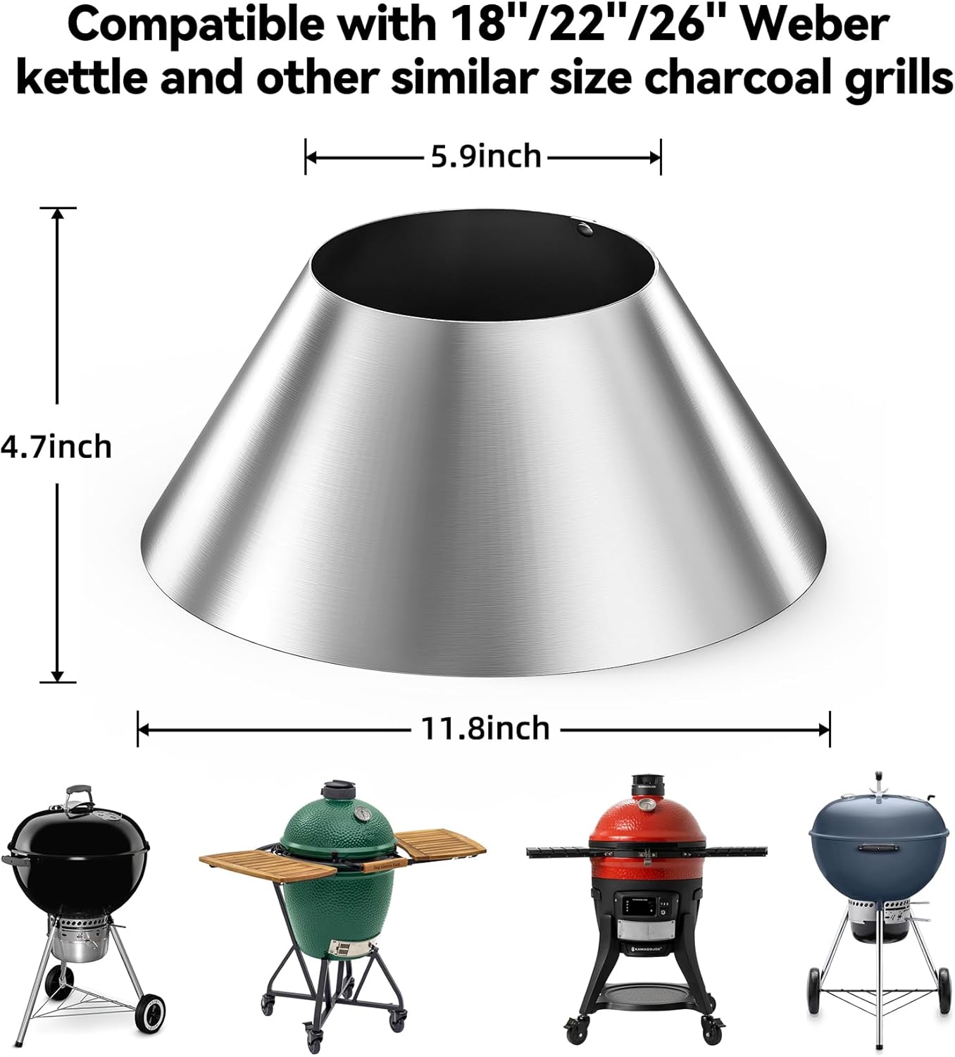 Charkettle BBQ Whirlpool, Stainless Steel Charcoal Briquet Holder Grill Accessories Compatible with Weber Kettle, WSM Smoker, Big Green Egg Grills