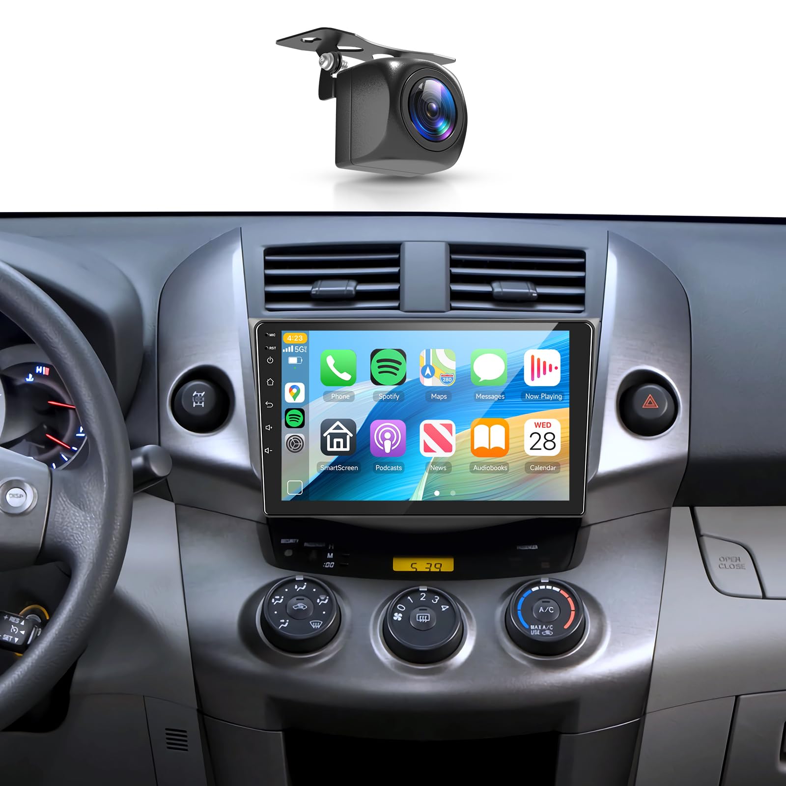 2+64G Car Stereo for Toyota RAV4 2006-2012 Wireless Carplay Android Auto,9“ IPS Touch Screen, Android13/GPS/WiFi/EQ DSP Audio/Bluetooth/SWC+AHD Backup Camera for RAV4 Radio