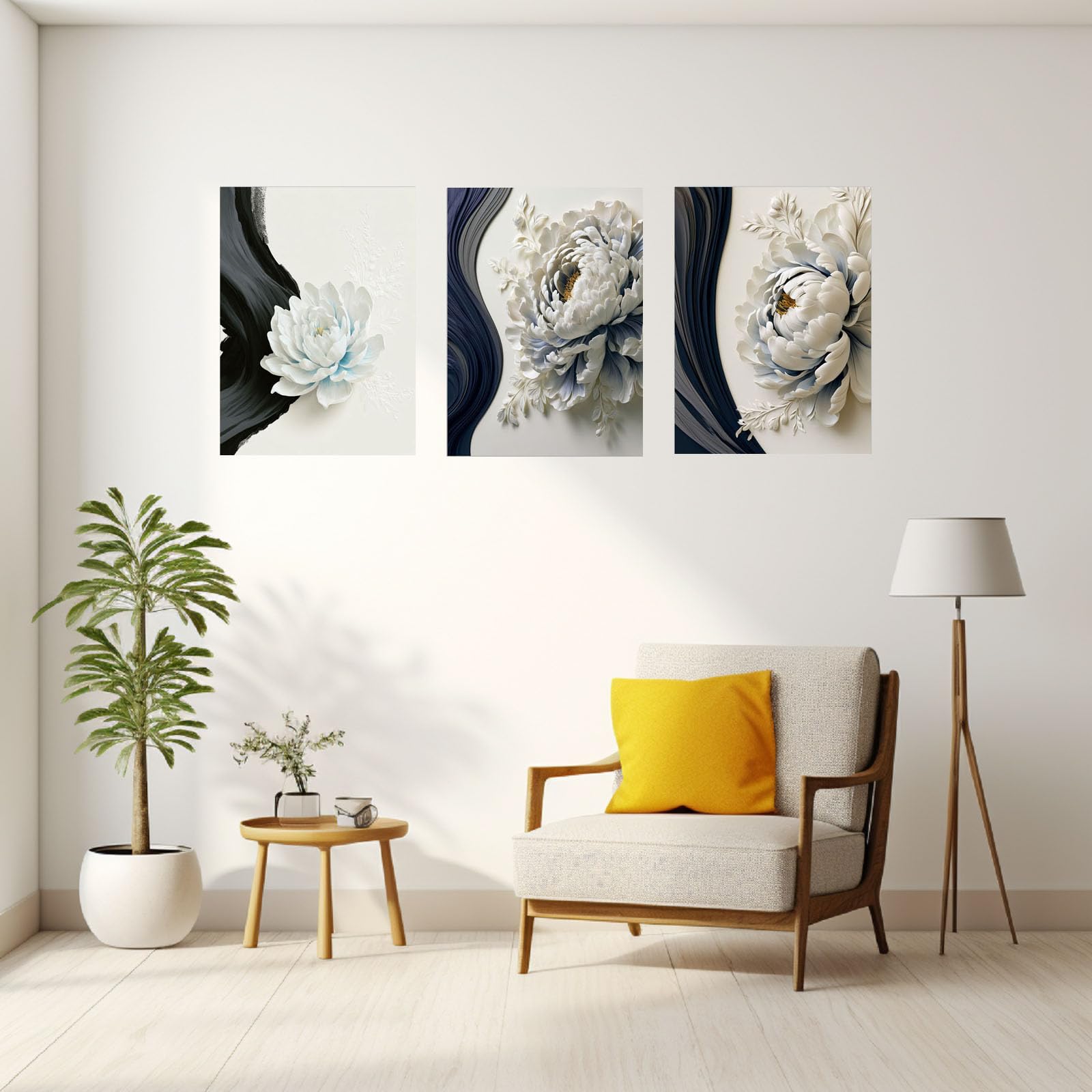 3 sztuki współczesny abstrakcyjny obraz na płótnie elegancki nowoczesny duży panoramiczny krajobraz grafika do salonu sypialni łazienki biura wystrój domu (szary 31) - 30 x 40 cm x 3 oprawione