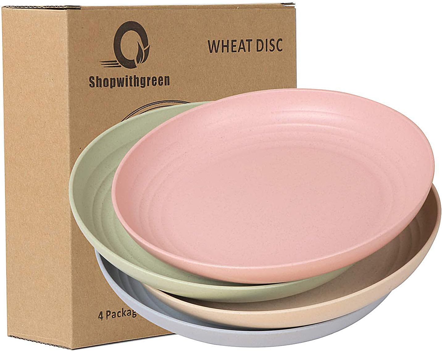 Degradable Lightweight Wheat Straw Plates -Shopwithgreen Extra Large-4 Pack 8.8' Unbreakable Dinner Plates, Non-Toxin, Dishwasher & Microwave Safe, BPA Free and Healthy Dessert, Kids,Toddler & Adult