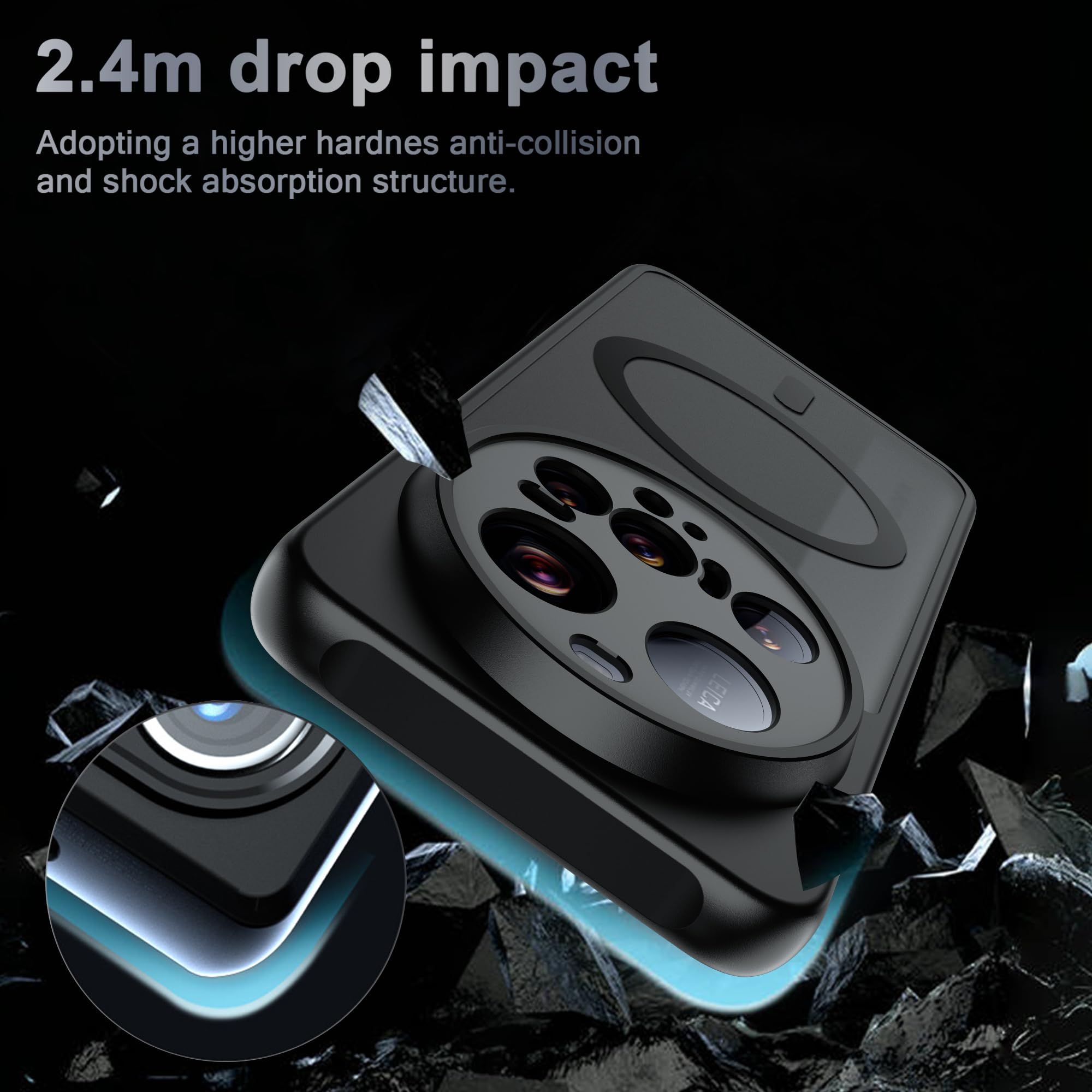 zZjoOoj Custodia protettiva per Xiaomi 15 Ultra, con retro magnetico a prova di urti, sottile, traslucida, di colore nero opaco