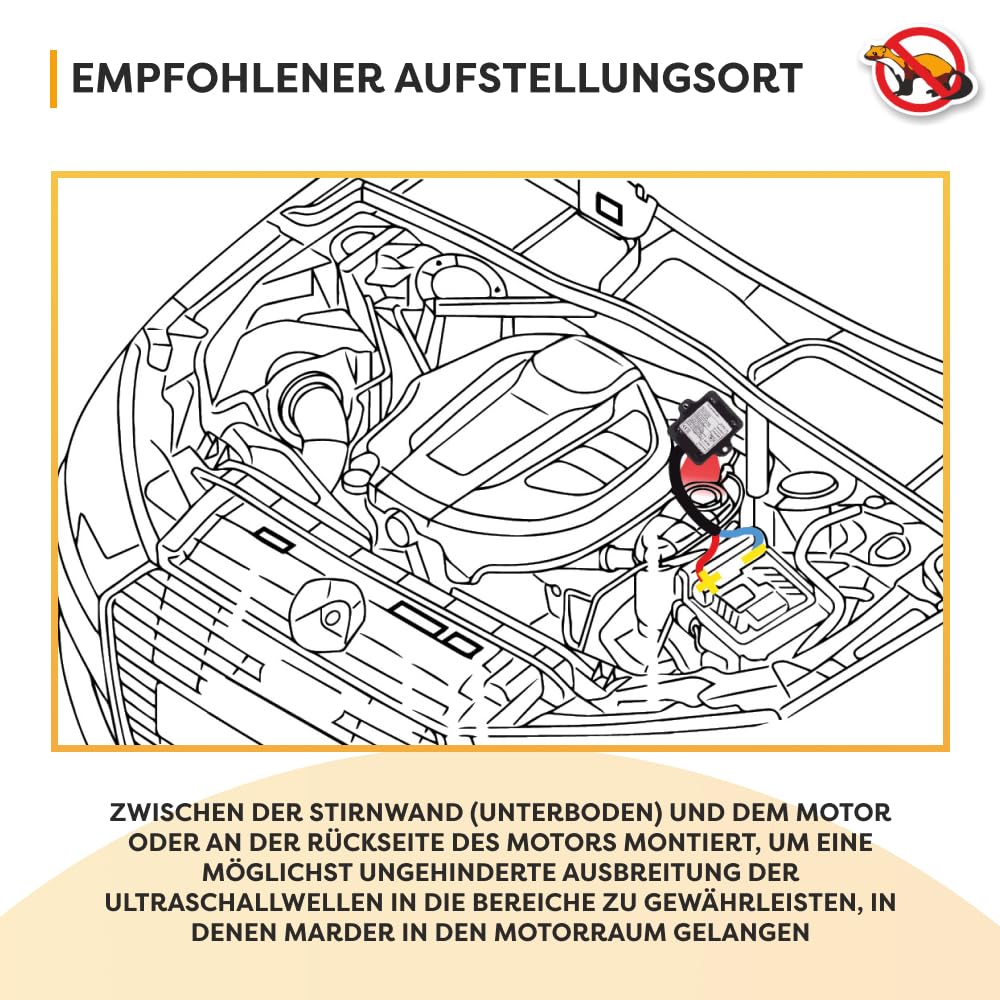 Light&Flash Marderschutz für Auto | Für Marder- und Nagetierbekämpfung | Schutz des Automotors | Ultraschall-Nagetierabwehr