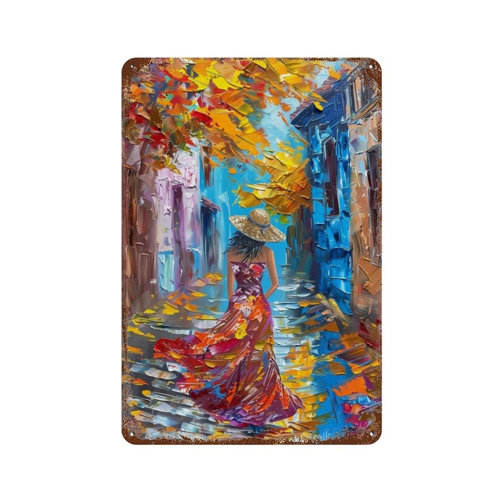 Hduryeyryy Multicolour Autumn Town Wanderer 03 Wall Retro Iron Vintage Art Metal Tin Sign Poster Modern Home Cofffee Club Art Bar Shop Decor 30X20cm