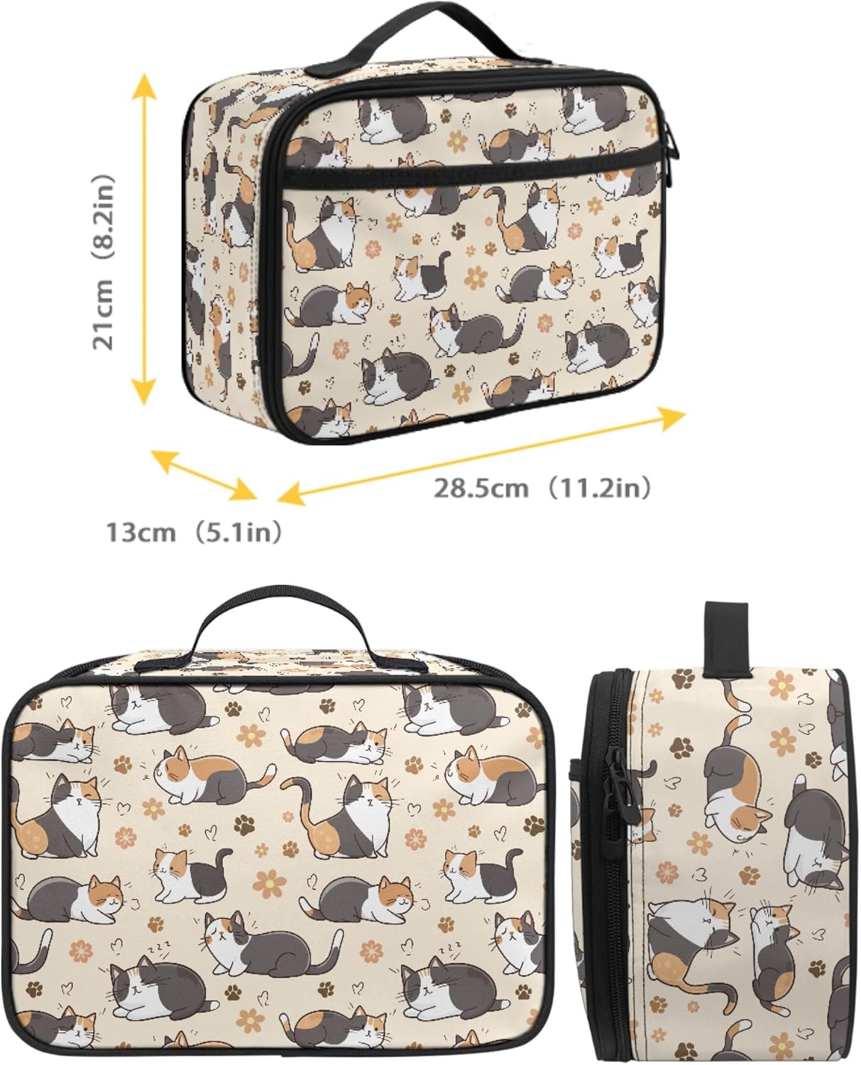 Cute Girls Backpack Set Cartoon Cats School Backpacks for Girls Schoolbag Sets with Lunch Box Water Bottle Sleeve Bag Casual Lightweight Daypack for School
