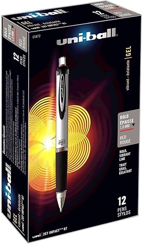 Uni-Ball 207 Impact RT 65871 - Bolígrafo retráctil de punta redonda (gel, 0.039in, tinta azul), color azul Paquete de 212