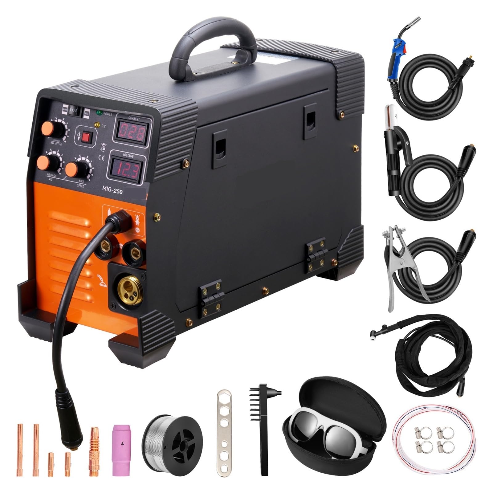 Saldatore 250/160/200A Ad Arco TIG 3 In 1 Saldatrice Stick IGBT DC Inverter Display Digitale Combo Lavoro E Fai-da-te Elevate Prestazioni Di Saldatura(200A)