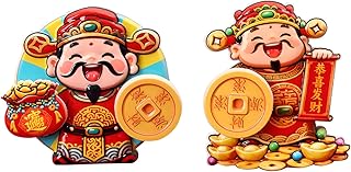 2-Pack Rotating God of Wealth Fridge Magnets–Lucky Fortune Charm Refrigerator Magnet| Decorative Magnets for Fridge&Locker,Strong Hold|Feng Shui Decor for Home and Office
