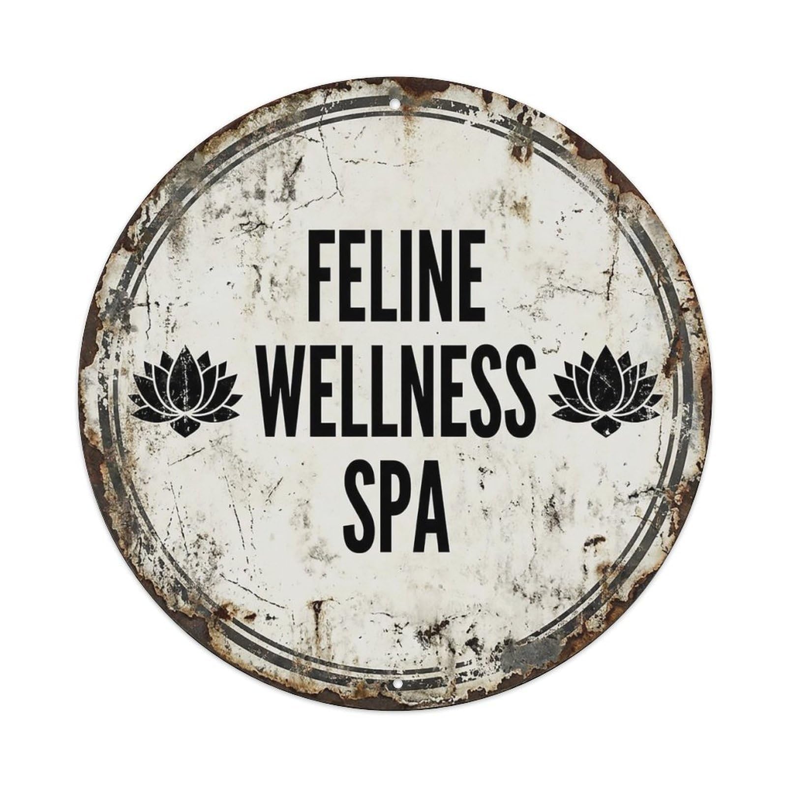 Vintage Feline Wellness Spa Decor Metal Tin Sign
