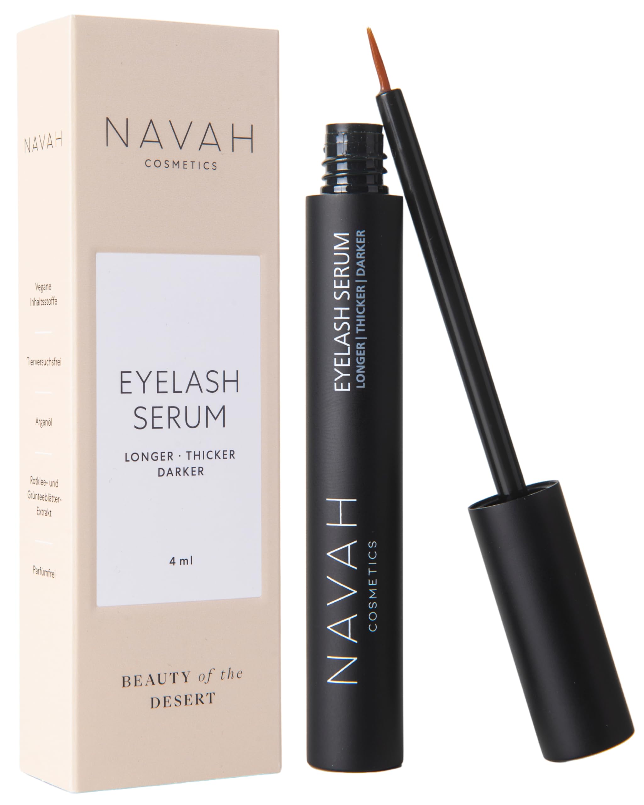 Wimpernserum längere, vollere & dunklere Wimpern: langfristige Verdunklung und schnelles Wachstum durch einzigartigen Wirkstoffkomplex und pflegenden Inhaltsstoffen | Eyelash Serum ohne Hormone | 4ml