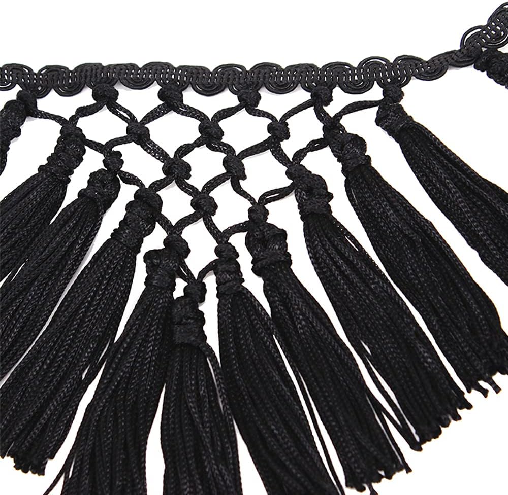 Fringe Trim Tassel Fringe Sewing Fringe Trim Triangles Ribbon White Black 2 Yards (Black)