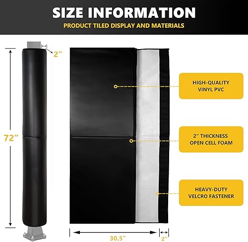 Miniatura 38 de Almohadilla para bastón de baloncesto, almohadillas de seguridad resistentes para protección del jugador, 72 pulgadas de alto, acolchado protector