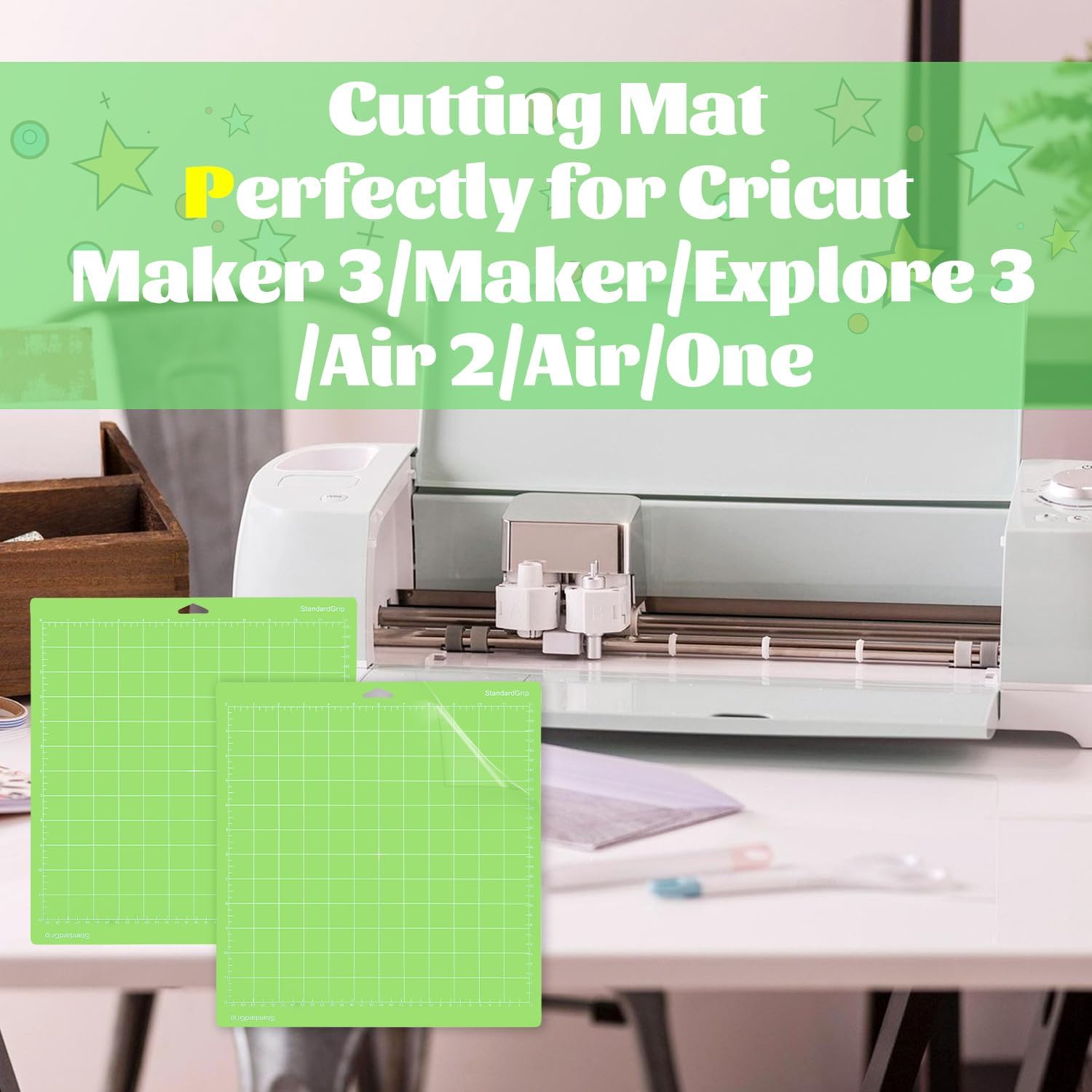THANMAO Standard Grip Cutting Mat 3 Pack,12"x12" Standard Grip Cutting Mats for Cricut Maker 3//Explore 3/Air 2/Air/One，Replacement Accessories Card for HTV/Cardstock/Paper/Adhesive Vinyl