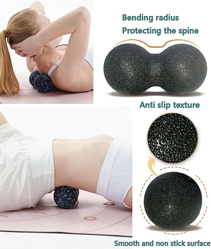 Miniatura 3 de Bola de masaje de maní duro, bola doble para terapia de punto de activación, liberación miofascial, masaje de tejido profundo y relajación de
