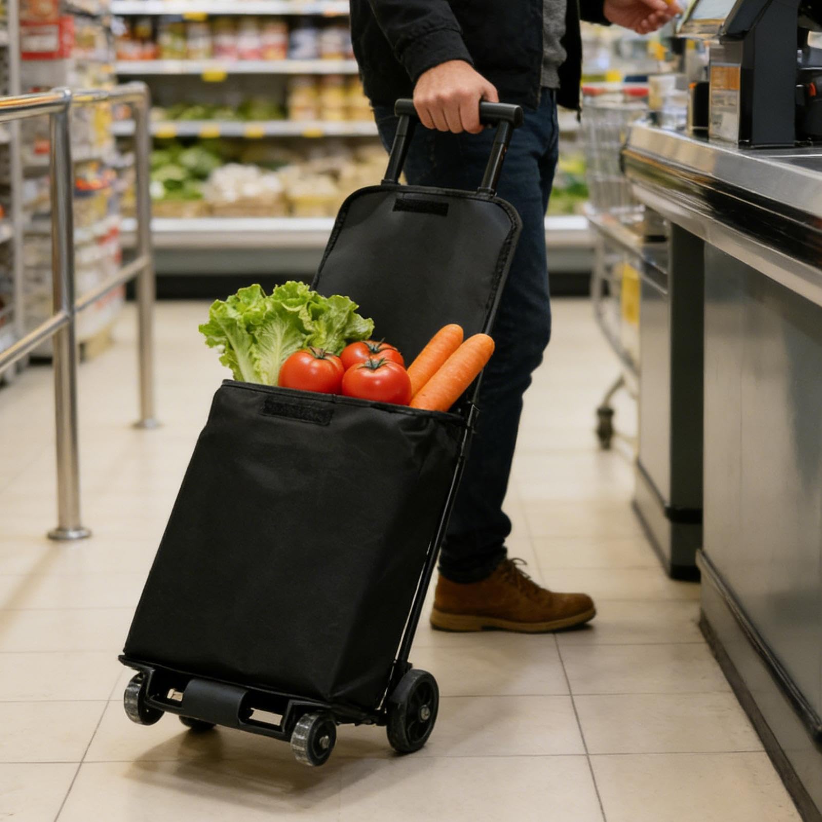 Carrelli portaspesa per generi alimentari Capacità 50 kg, trolley | Carrello Pieghevole per la Spesa per donne, uomini, anziani, supermercato, spiaggia, viaggi, campeggio