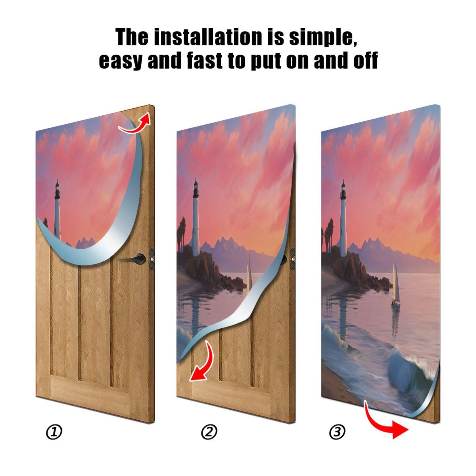 FLildon Beach Lighthouse Door Cover Decoration, Party Accessory Porch Decor for Festive Ornament Room Door Covers 35 x 79 Inch