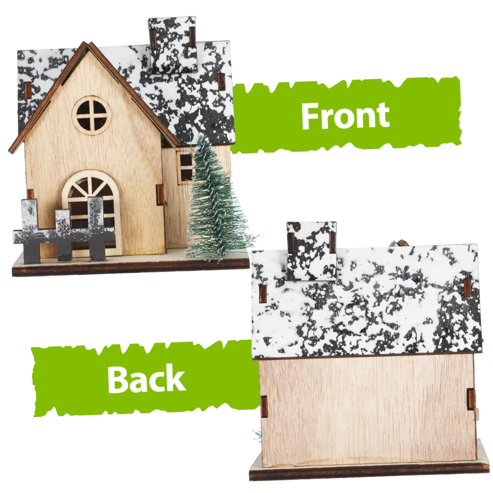 3 Pezzi Villaggio Natalizio in Legno con Illuminazione a LED Mini Case Rustiche per Decorazioni Natalizie su Mensola Stufa e Centro Tavola Decorazione Natalizia Fai da Te
