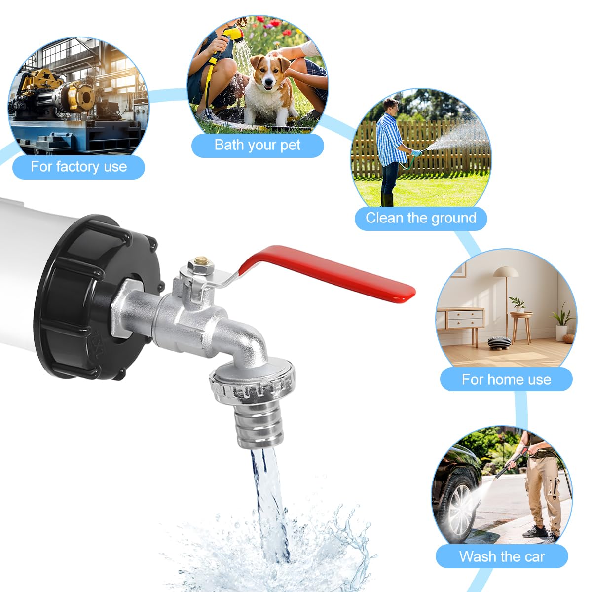 IBC Serbatoio Adattatore, Rubinetto Per Cisterna 1000 Litri,Rubinetto Di Uscita IBC Da 3/4 Di Pollice Con S60X6 Estensione Integrata,Per Serbatoio Di Raccolta Acqua Piovana E Cisternetta