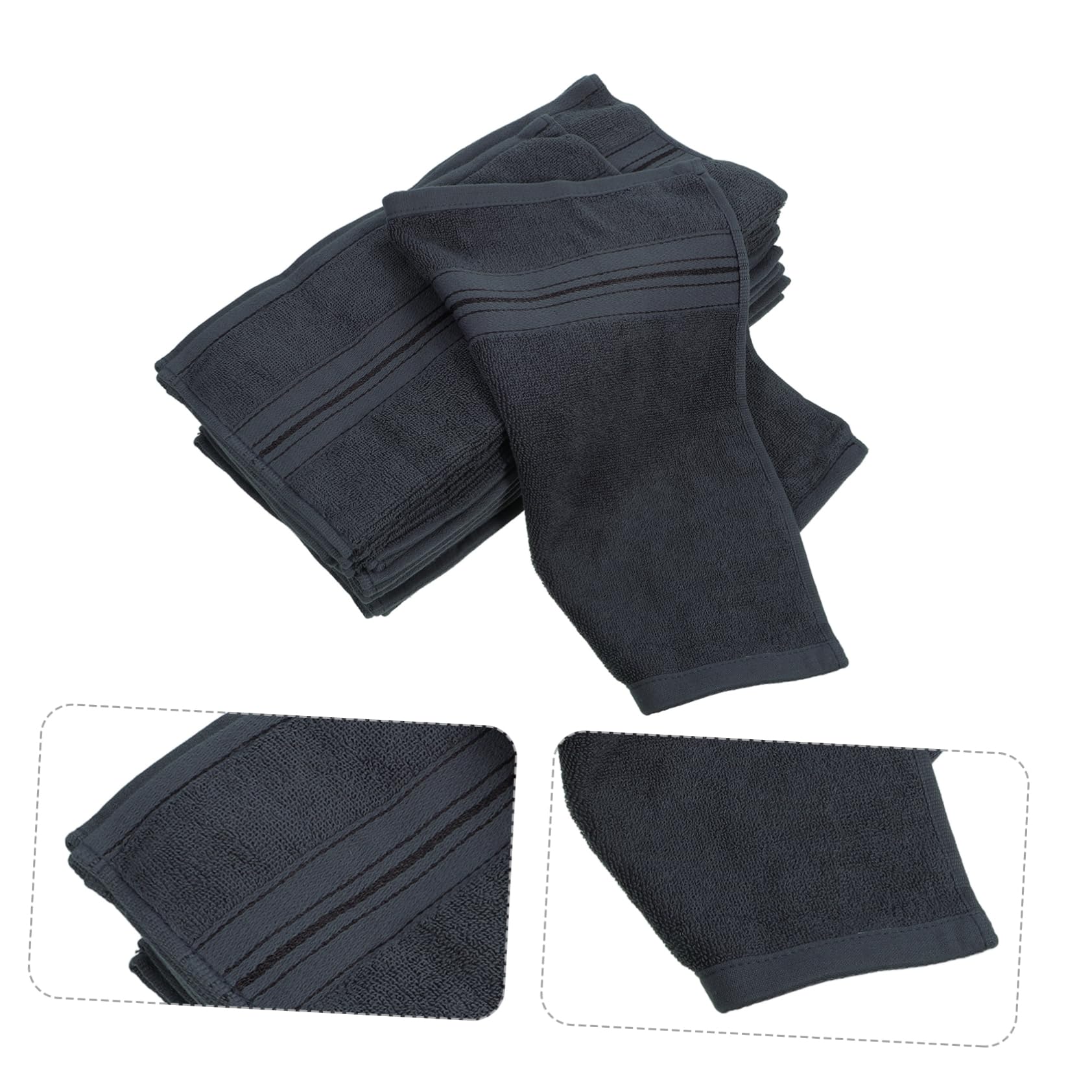 PRETYZOOM 12piezas Toallas Faciales Algodón Súper Suave y Absorbente Toallas Mano Resistentes para Baño Gimnasio y Salón Color Gris Oscuro
