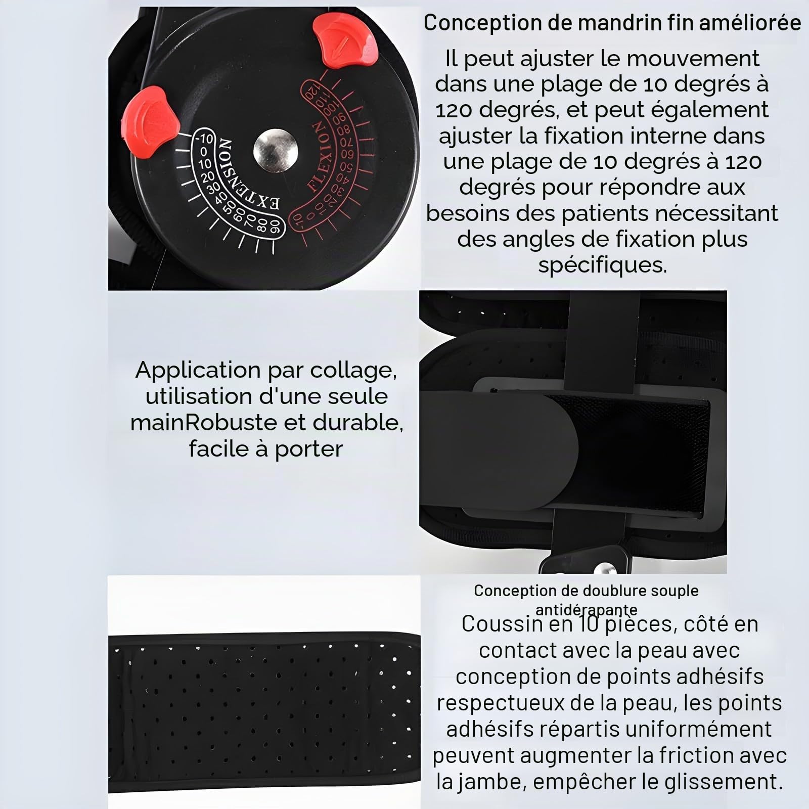 Orthèse de Genou,Support orthopédique réglable à charnière pour genouillère, Protection Post-opératoire pour genouillère, orthèse osseuse et ligamentaire,Left Side