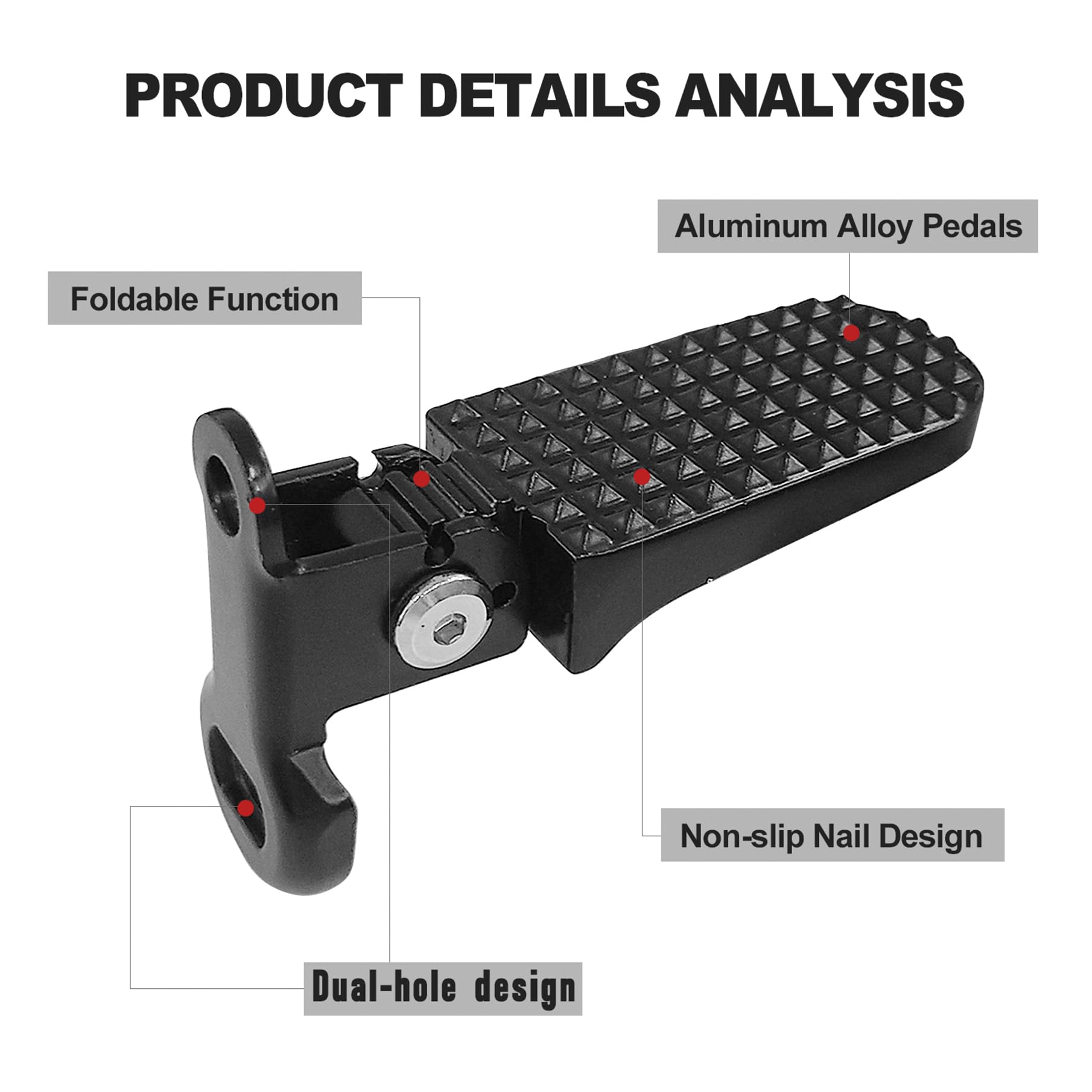 Repose-pieds Arrière Pour Vélo électrique - Lot De 2, Pliables, Antidérapants, Alliage Aluminium, Facile à Installer, Pour Plus De Confort