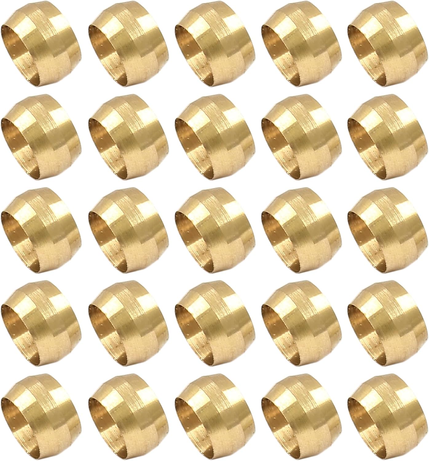Bonsicoky 30 Pcs Brass Compression Fitting Ferrule Sleeve, 1/2" Tube OD Brass Compression Tube Fitting