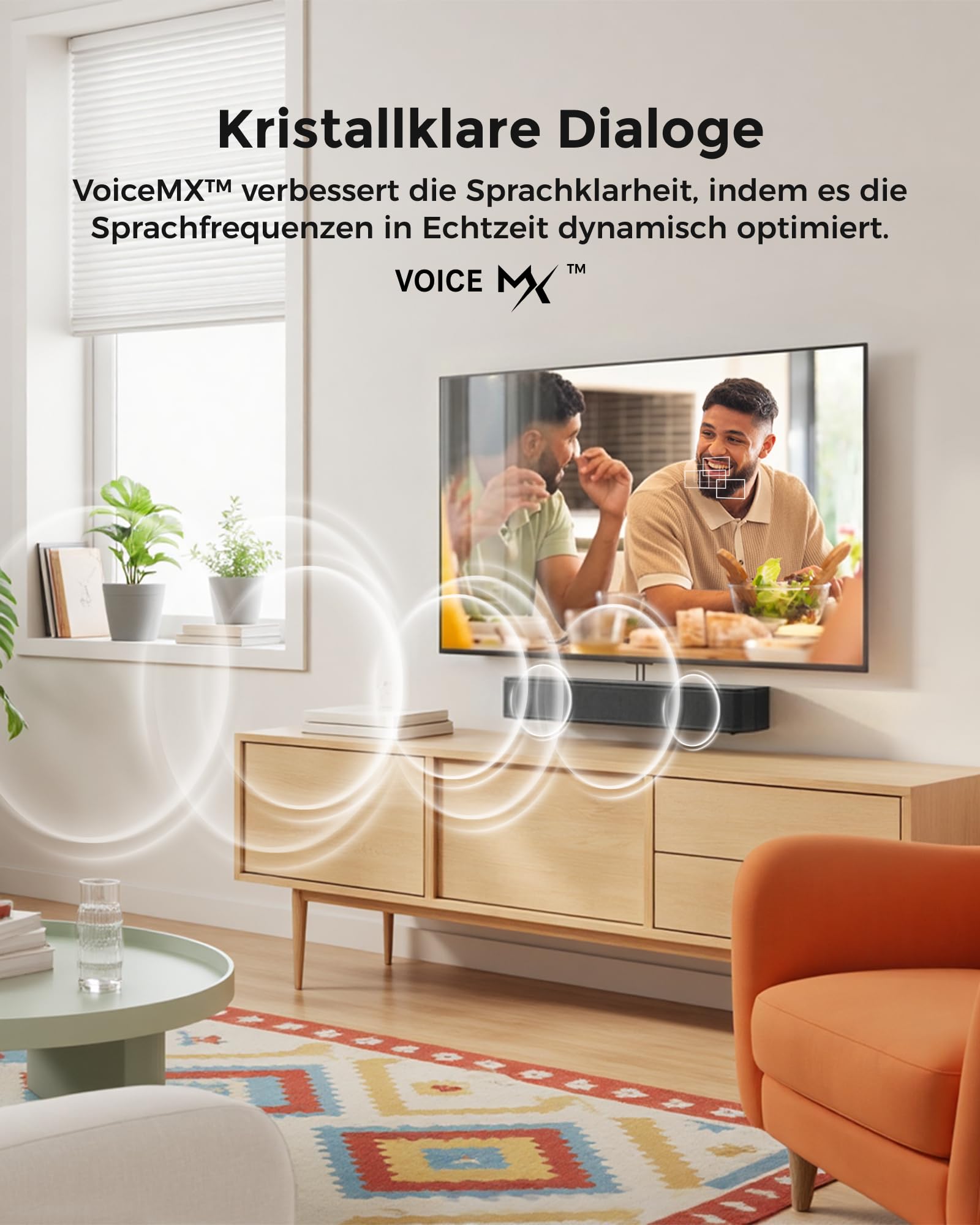 ULTIMEA 2.1 Soundbar für TV Geräte mit integriertem Subwoofer, APP-Steuerung, 132W All-in-One PC Soundbar für Gaming, TV Lautsprecher mit Verstellbarem Bass, Bluetooth® 5.4, Opt/AUX, Poseidon M20 Pro