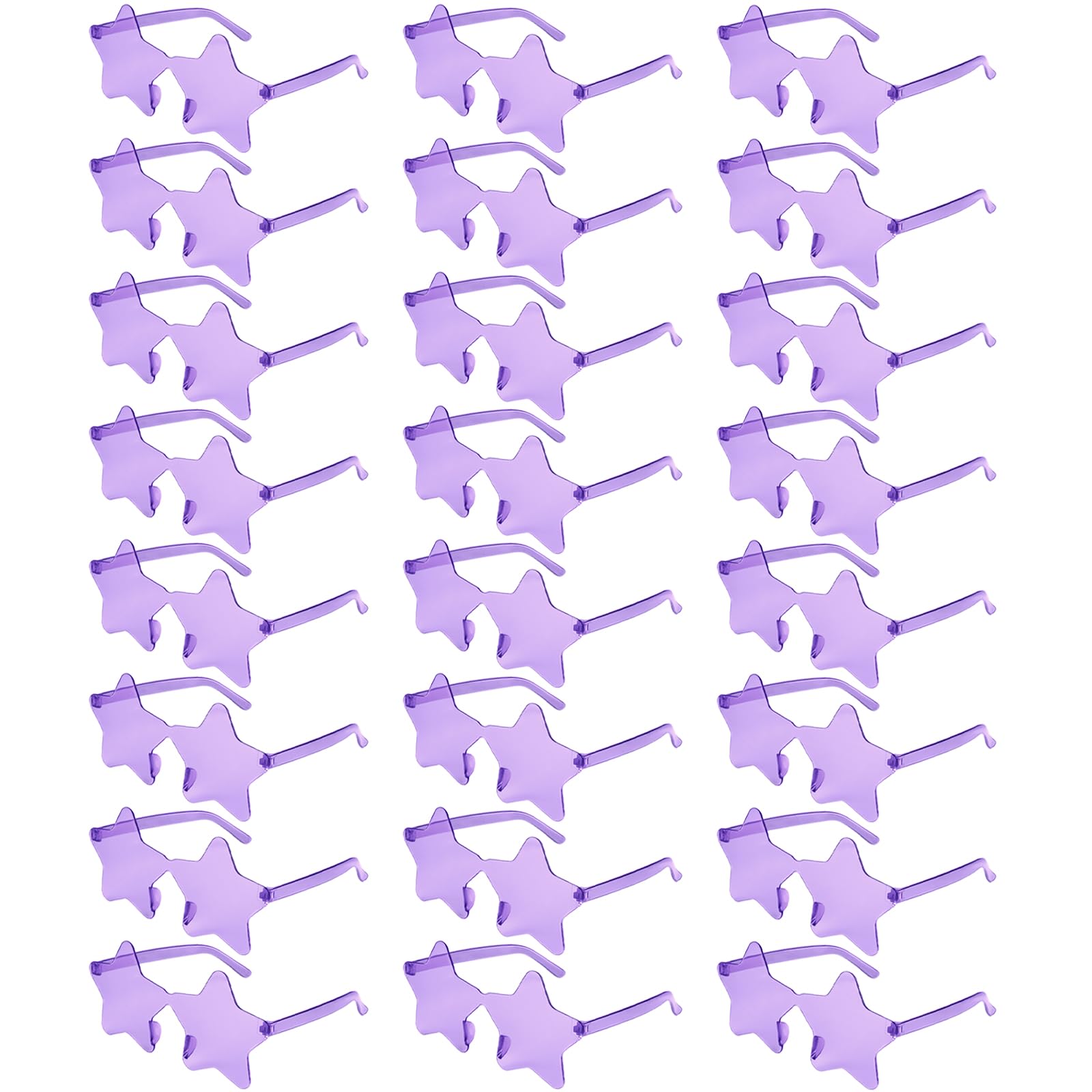 NACHLYNN 24 Pcs Pentagram Glasses Purple Rimless Star Shaped Sunglasses Transparent Sunglasses for Party Costumes Cosplay
