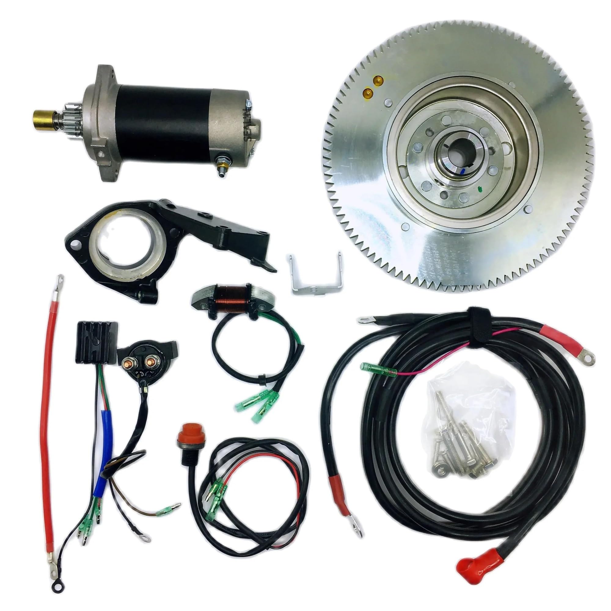 Motor Arrancador Para Motor Arranque Fueraborda T30 T25 E30 30hmhs/L Hwl Mhl 2 Tiempos 25 Hp 30 Hp 496 Cc Kit Arranque Eléctrico Con Bobina Carga Y Volante Arranque