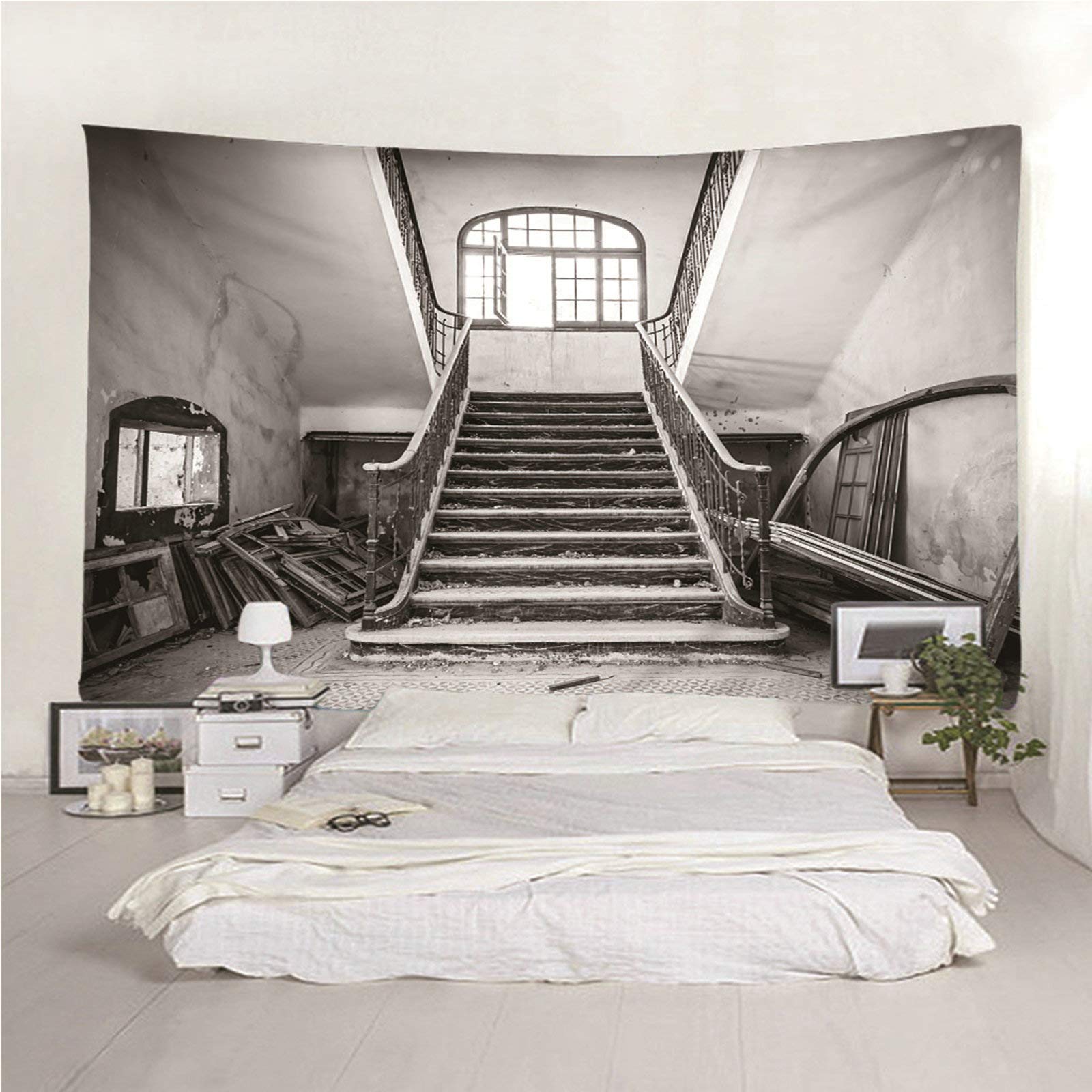 CEVAN Arazzo Da Fare Telo Muro Scala Squallida Arazzo Etnico Tappeto Da Parete Camera Da Letto Grigio Decorazione Murale Appesa In Tessuto 240x220cm
