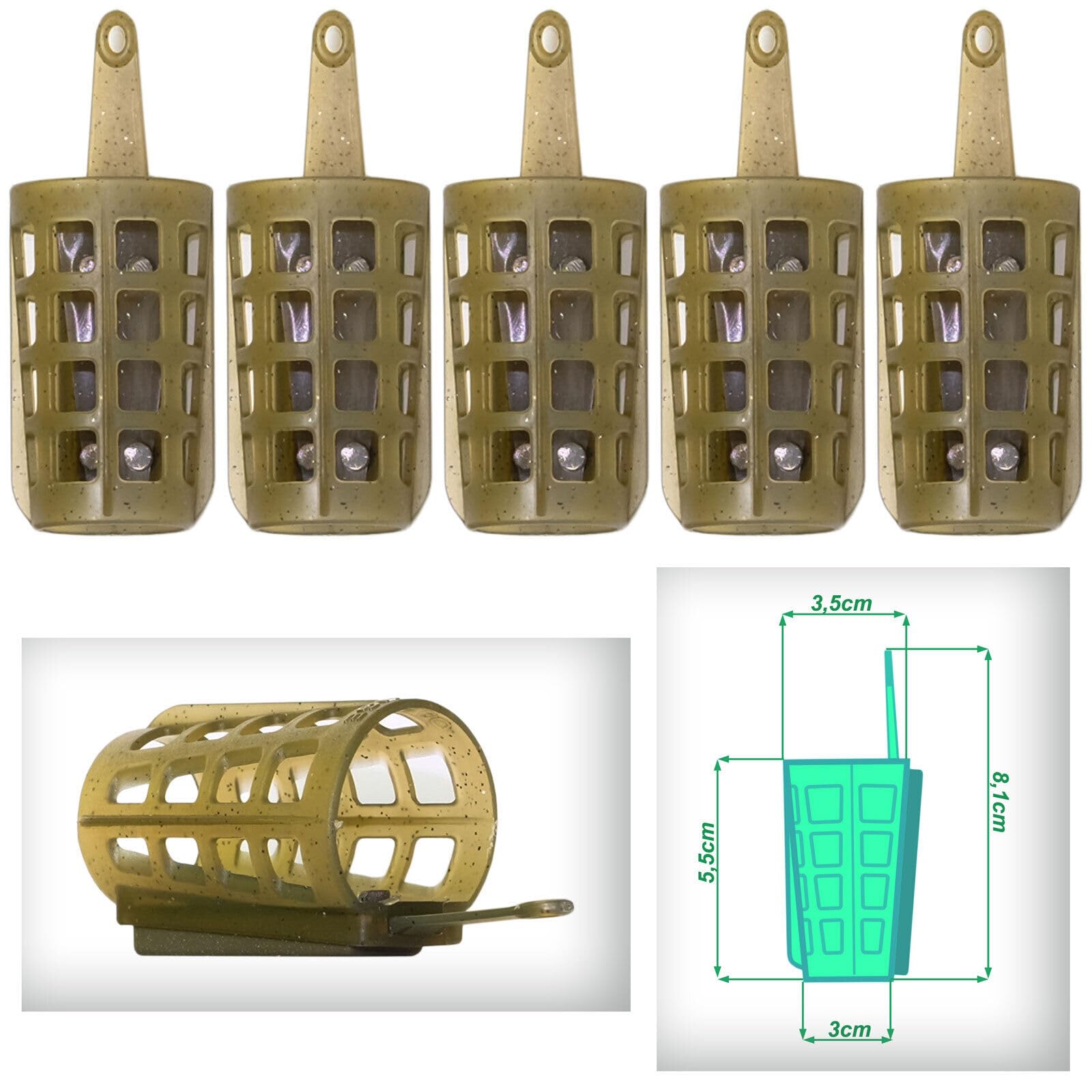 5 Jaulas De Distancia Para Pesca De Carpas - Diferentes Tamaños, Lanzamiento Largo, Plomo/carbono