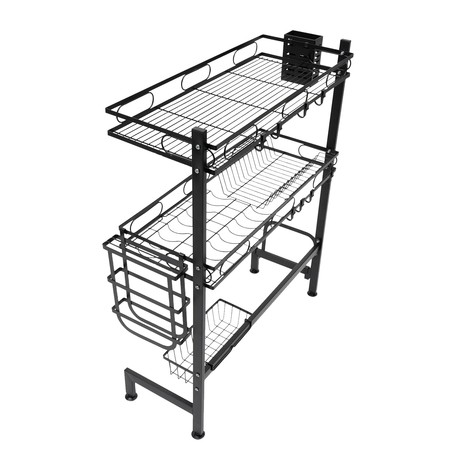 Geschirrabtropfgestell Edelstahl Double Layer Sink Storage Rack Komplettes Set Trockengestell Geschirr Abtropfständer für Küche (62cm)