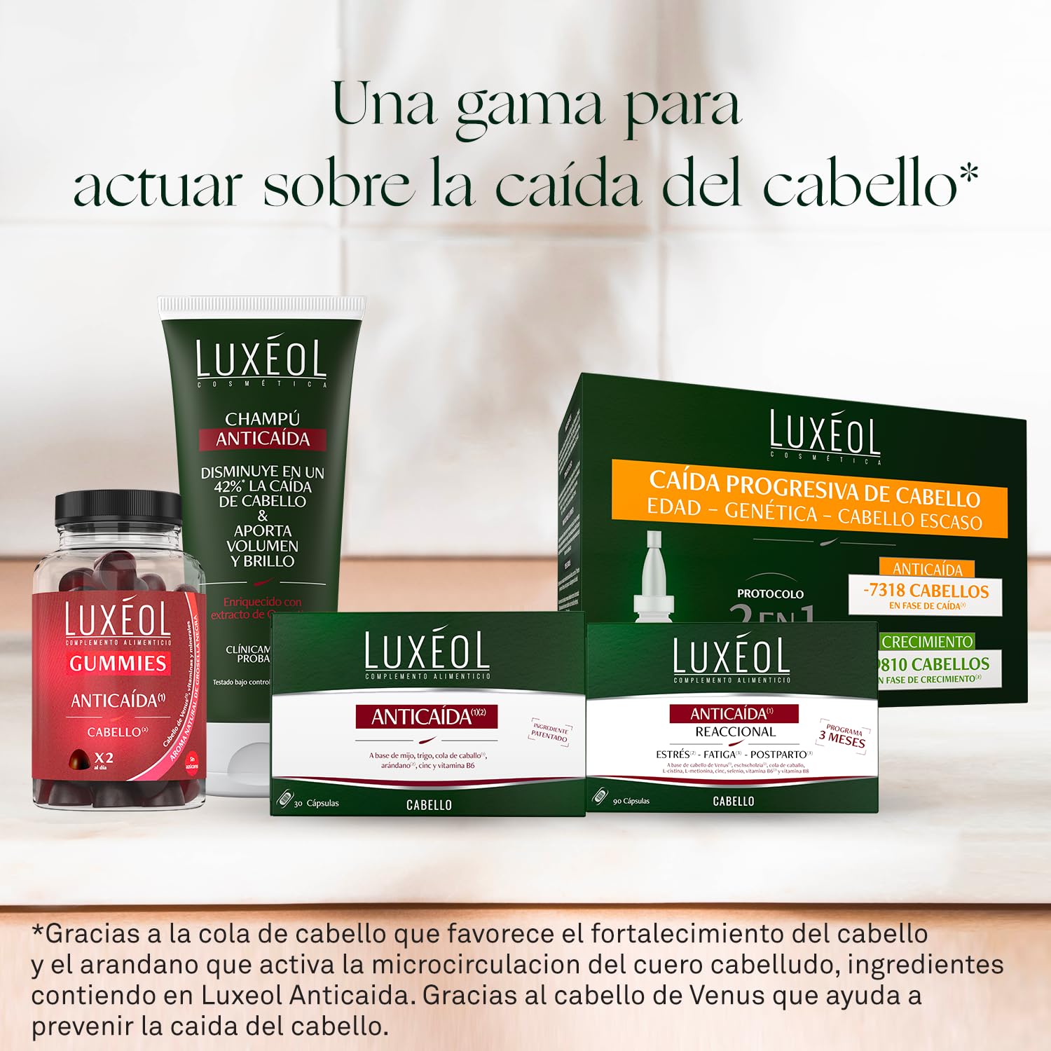 LUXÉOL - Serum Caída Progresiva De Cabello 2 en 1 - Favorece Anticaída Y Crecimiento Pelo - Clínicamente Probado - 98% Ingredientes De Origen Natural - Unisex - Programa de 1 mês - 14 Ampollas (6ml)