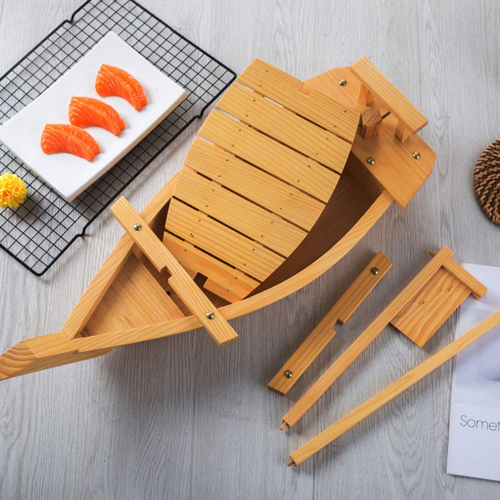 Plateau de service en bambou pour sashimi, présentoir à sushis, idéal pour restaurant, fête ou fête d'anniversaire, 50 cm, plusieurs