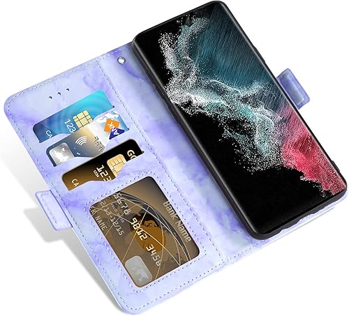 Miniatura 4 de Asuwish Funda de teléfono para Samsung Galaxy S23 Ultra 5G con protector de pantalla de vidrio templado y cubierta de cartera de mármol, soporte