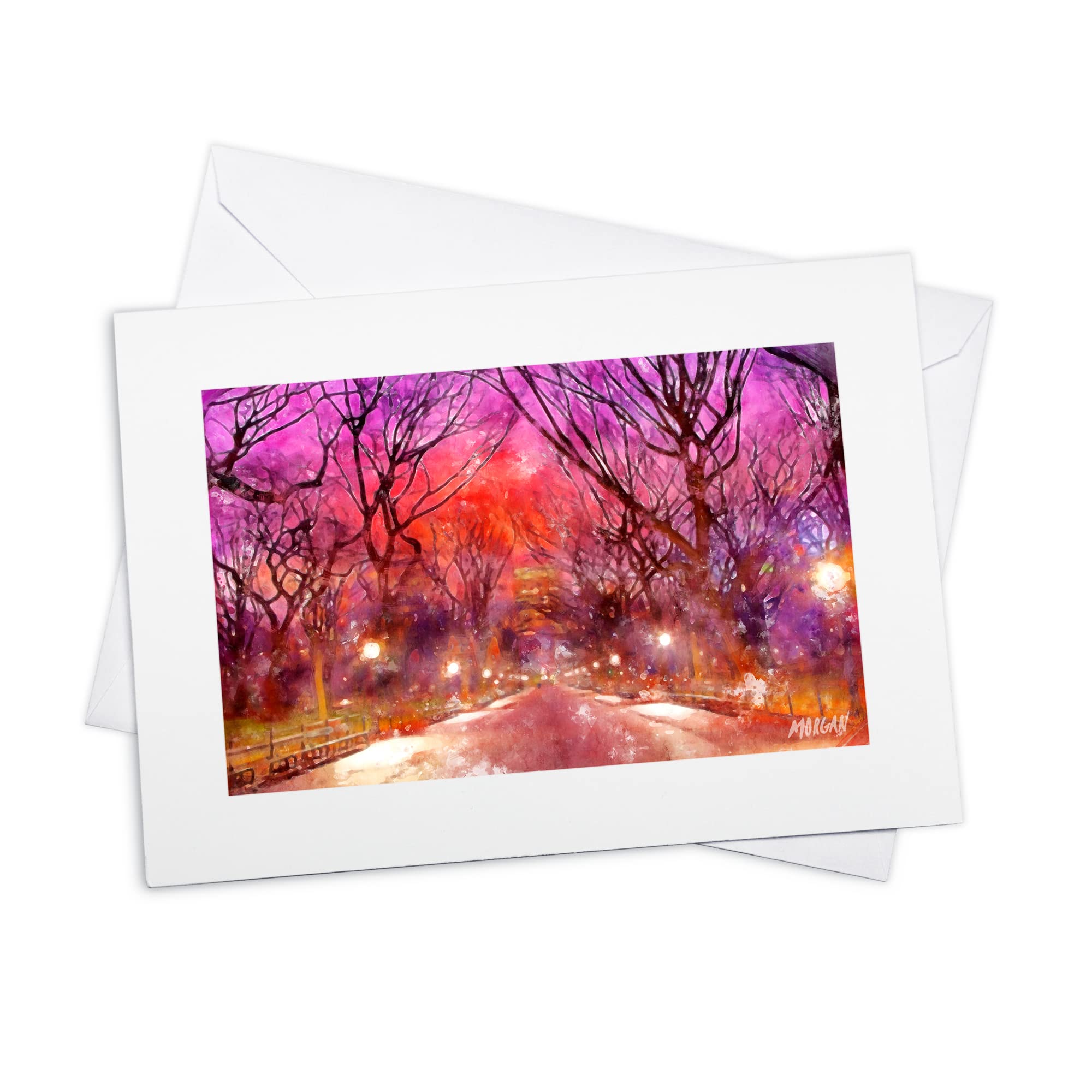 G.O.A.T HOUSE OF CREATIVE Central Park Art, New York City Greeting Card, Poets Walk NYCPainting, Literary Walk Art, NYC Blank Art Card, Framed Art