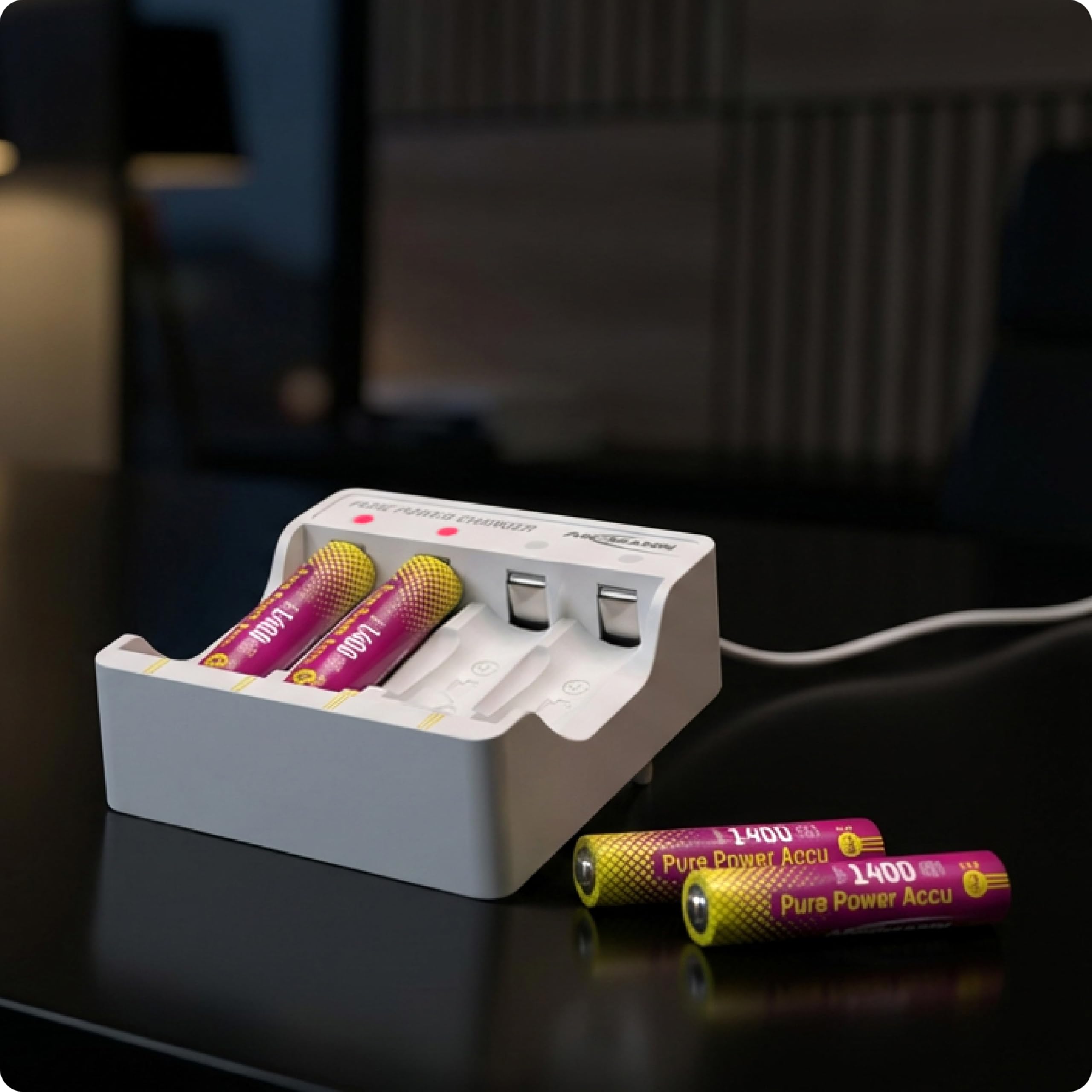 ANSMANN Lithium-Ladegerät Pure Power inkl. 4X Mignon AA Akkus mit höchster Kapazität und Lademodul, Langer Laufzeit und Schutztechnik, ideal für Geräte mit hohem Energiebedarf