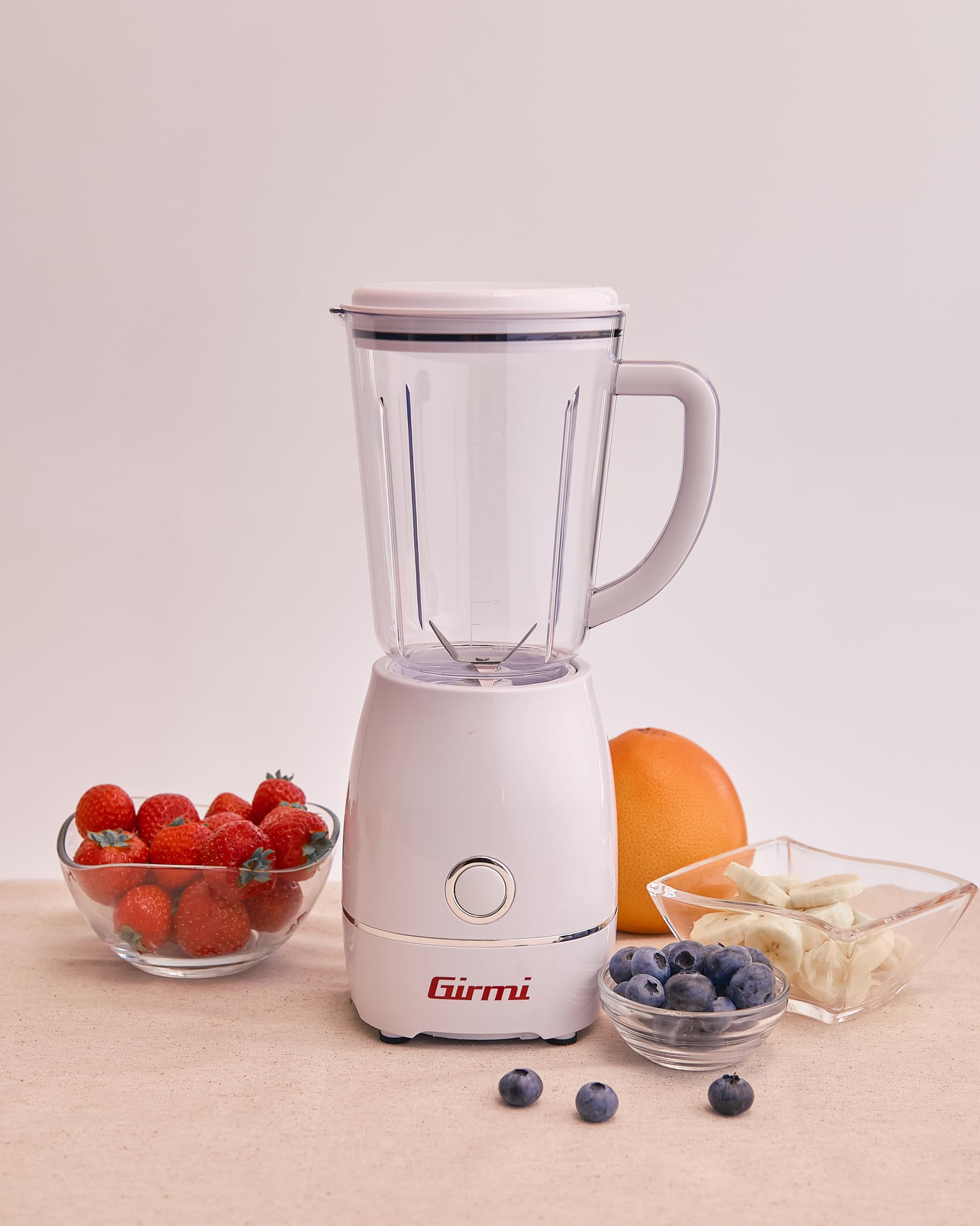 Girmi FR07 Frullatore, 300W, 600 cc, 4 Lame Inox, Funzionamento PULSE, Bicchiere Graduato, Dispositivo di Sicurezza, Piedini antiscivolo