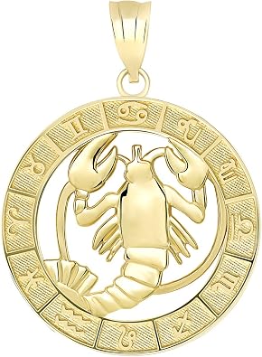 14k Yellow Gold Cancer Zodiac Pendant